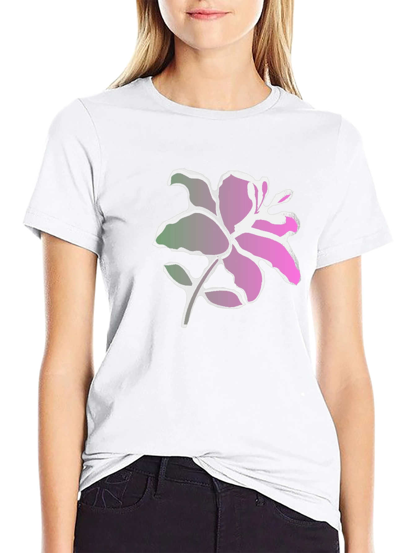 Floral Graphic Print Tee - Black Casual Shirt