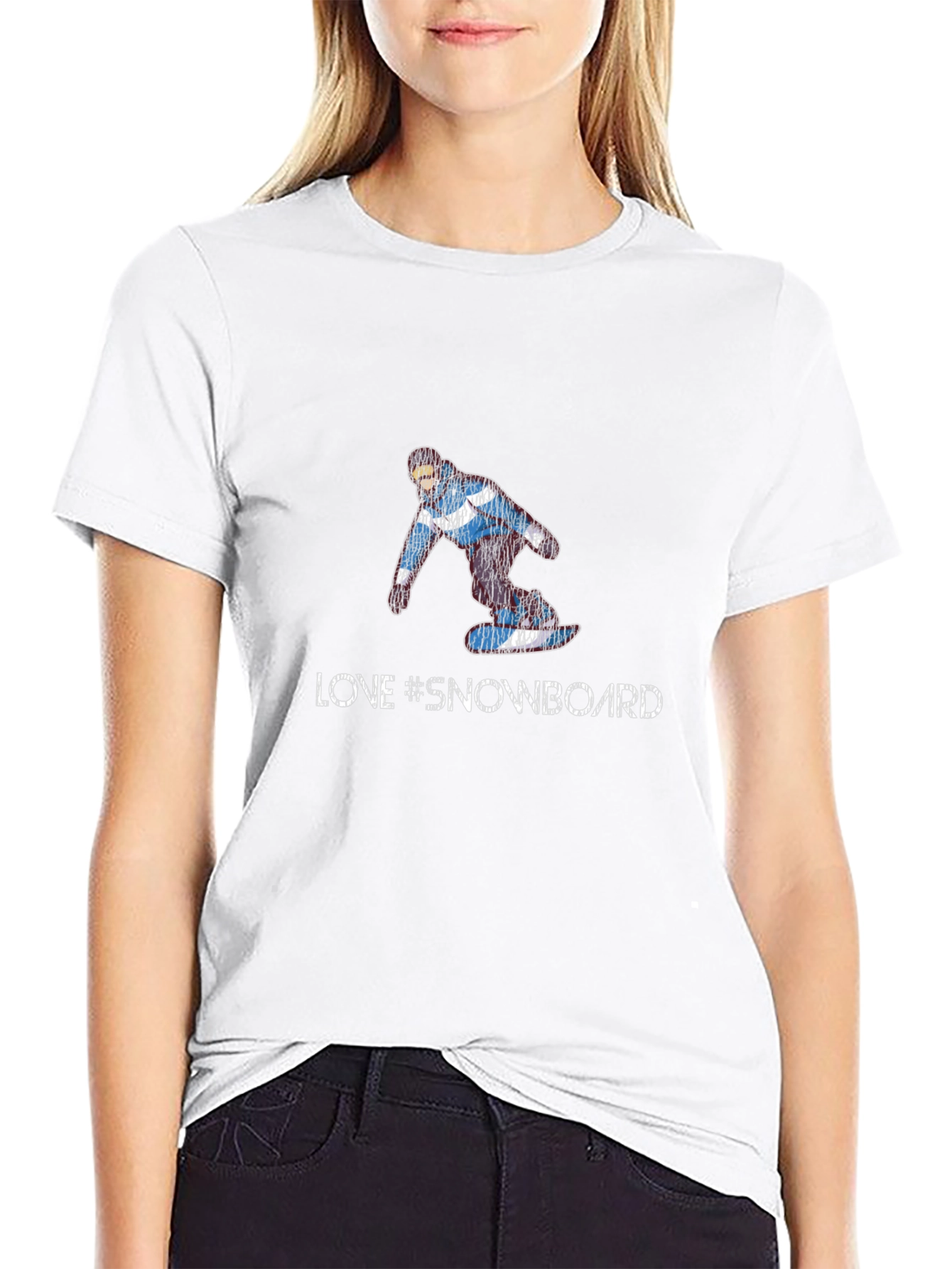 Love Snowboard T-Shirt - Black Graphic Print