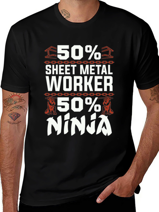 Sheet Metal Worker Ninja T-Shirt - Black Cotton Blend