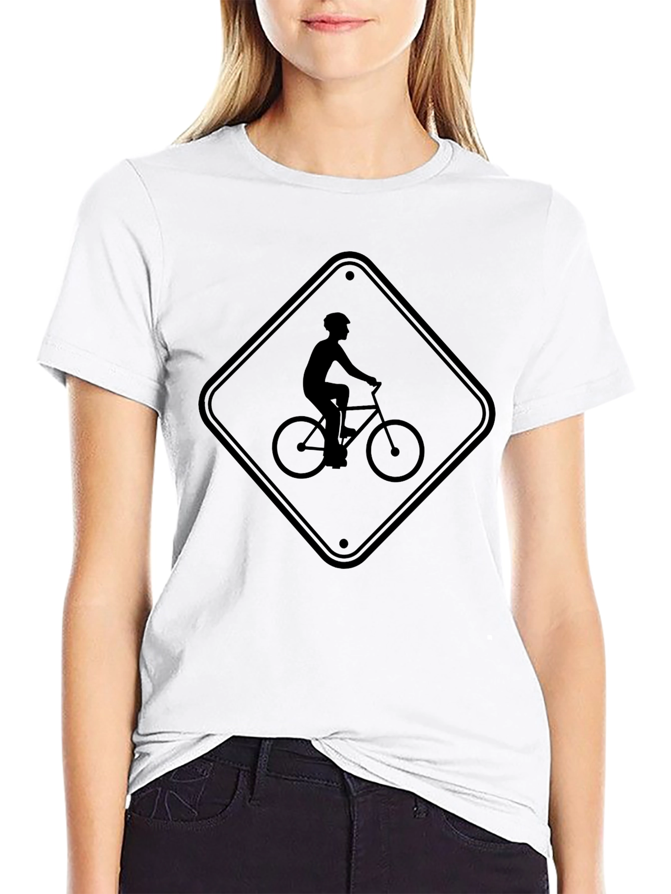 Bicycle Sign Graphic Tee - Black Casual Shirt