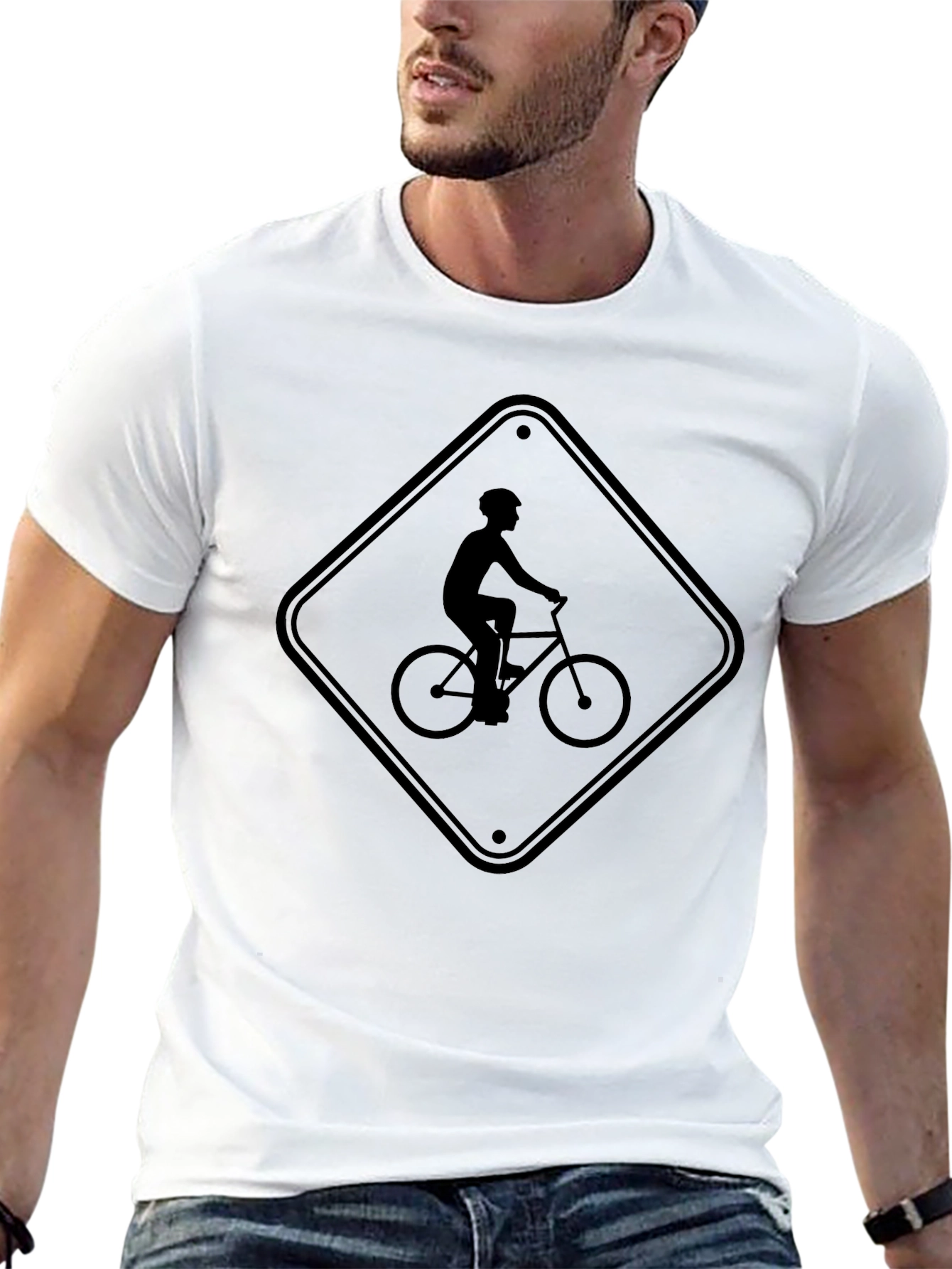 Bicycle Sign Graphic Tee - Black Casual Shirt