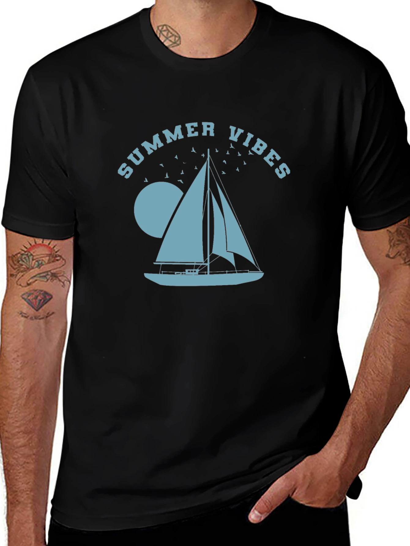 Summer Vibes Sailboat Graphic T-Shirt