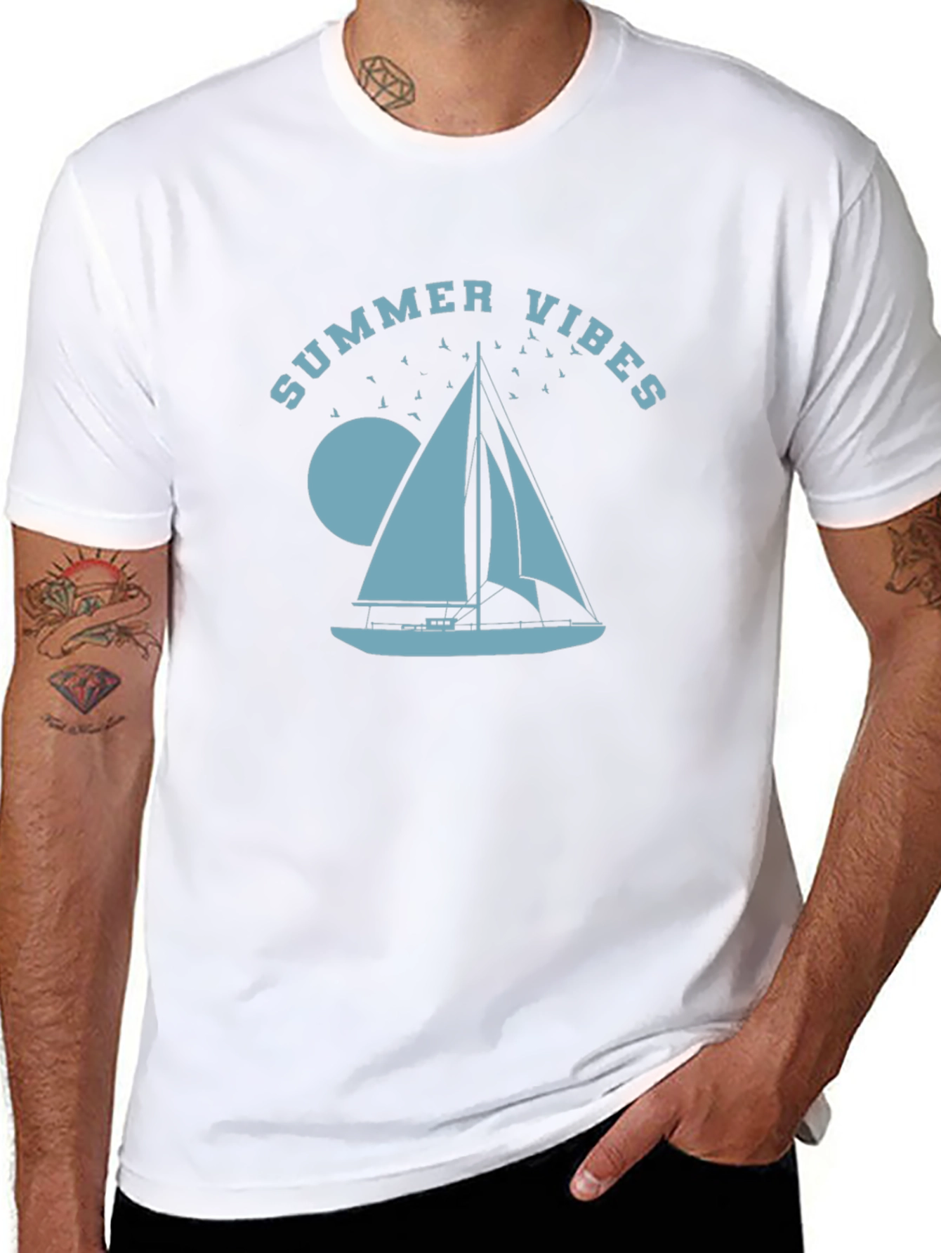 Summer Vibes Sailboat Graphic T-Shirt