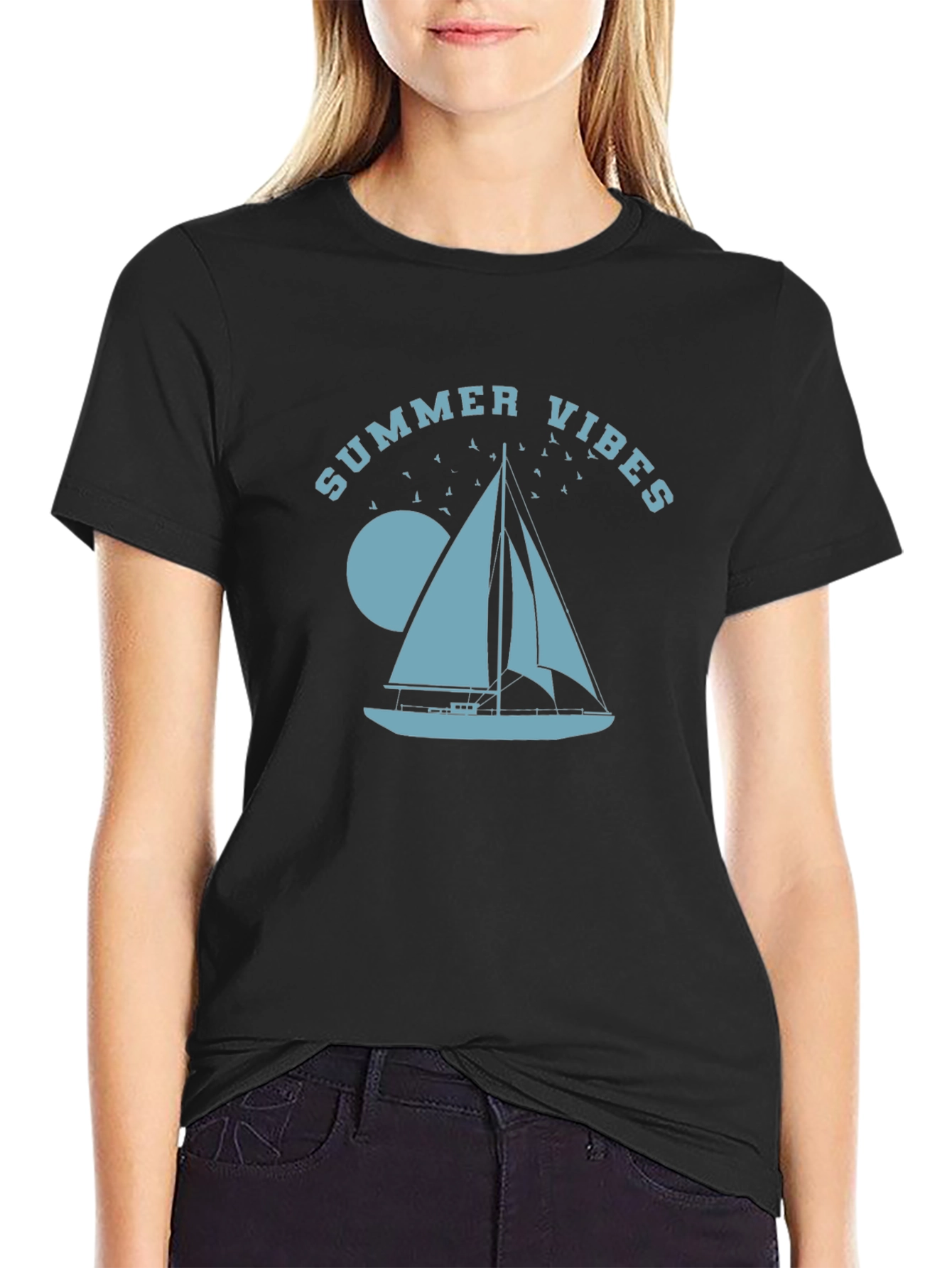 Summer Vibes Sailboat Graphic T-Shirt