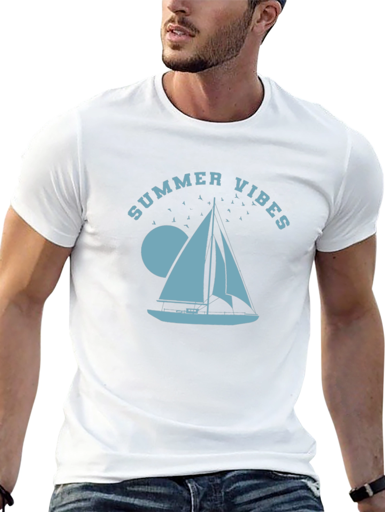 Summer Vibes Sailboat Graphic T-Shirt