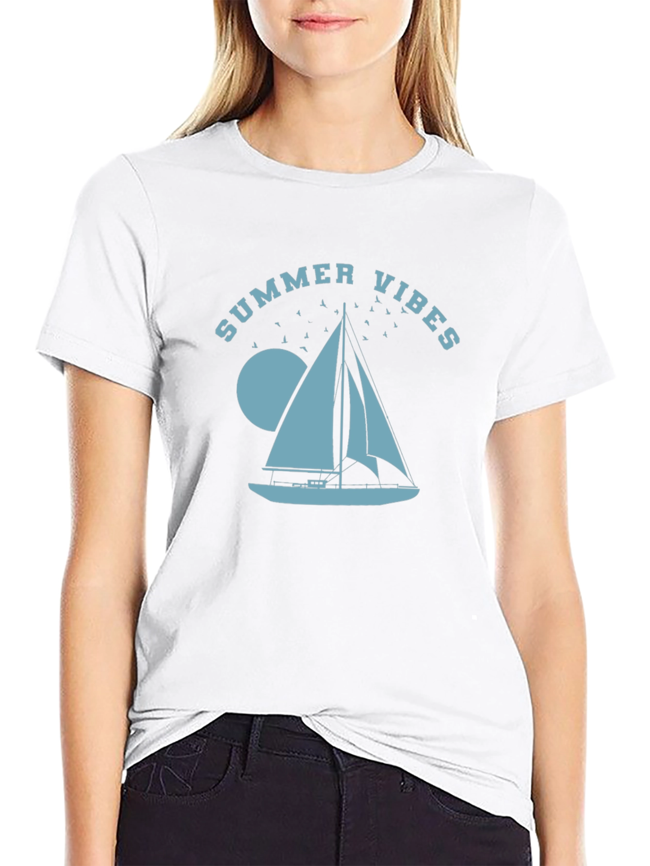 Summer Vibes Sailboat Graphic T-Shirt