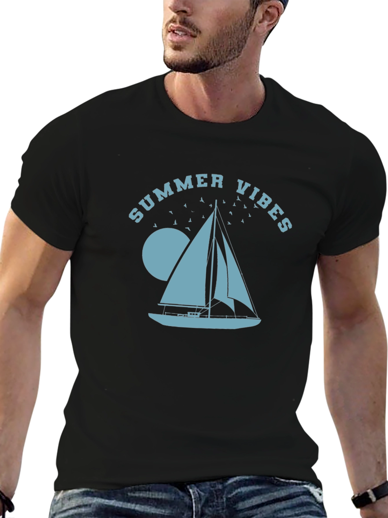 Summer Vibes Sailboat Graphic T-Shirt