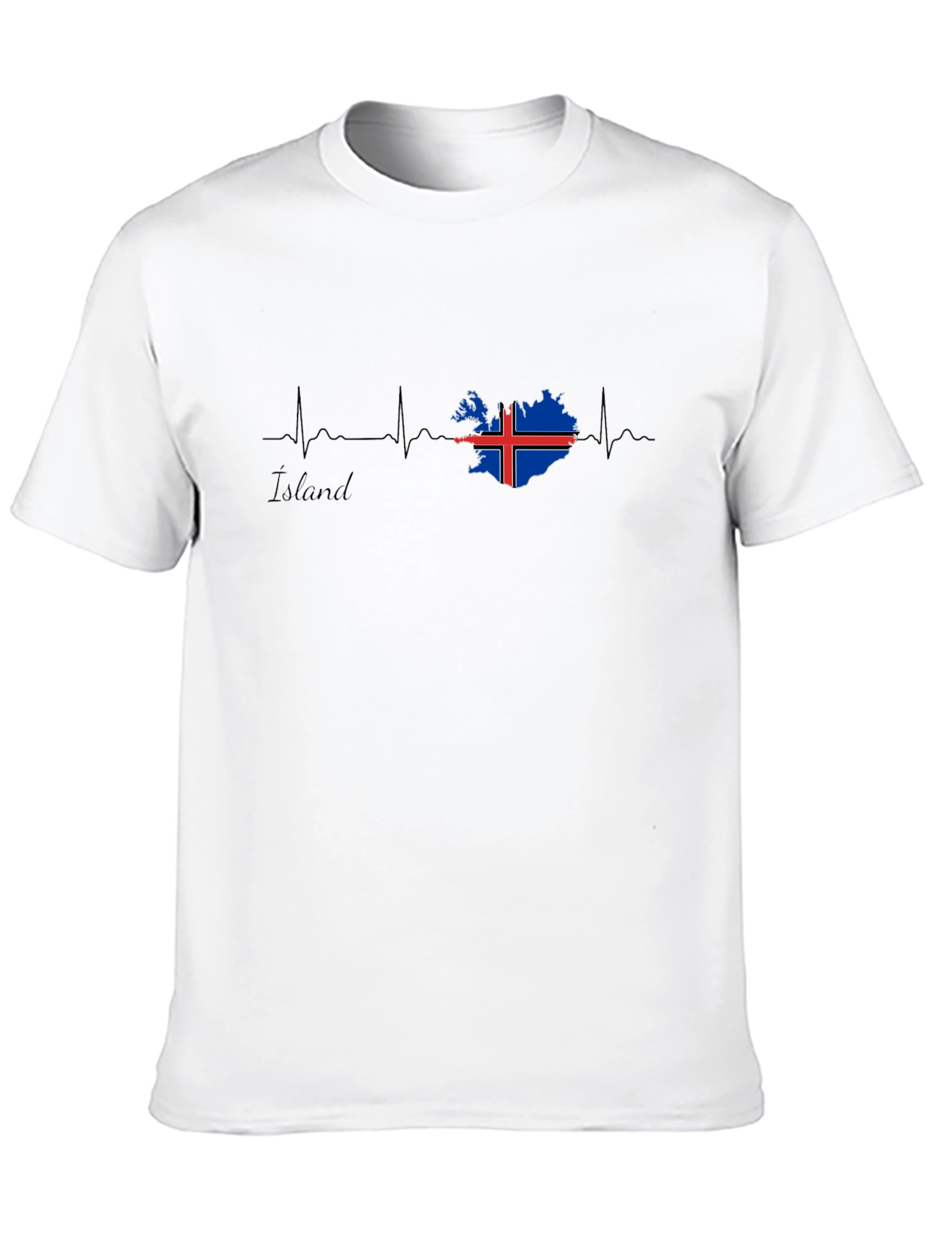 Iceland Flag Heartbeat T-Shirt - Black