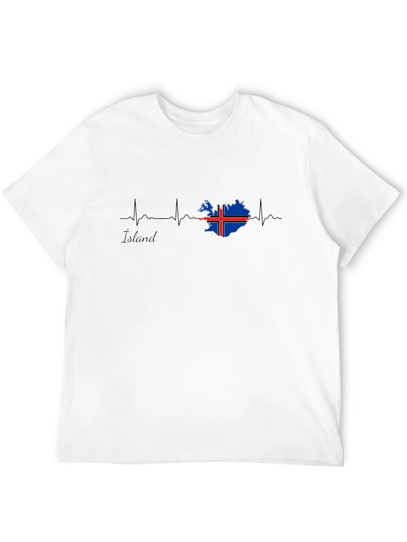 Iceland Flag Heartbeat T-Shirt - Black