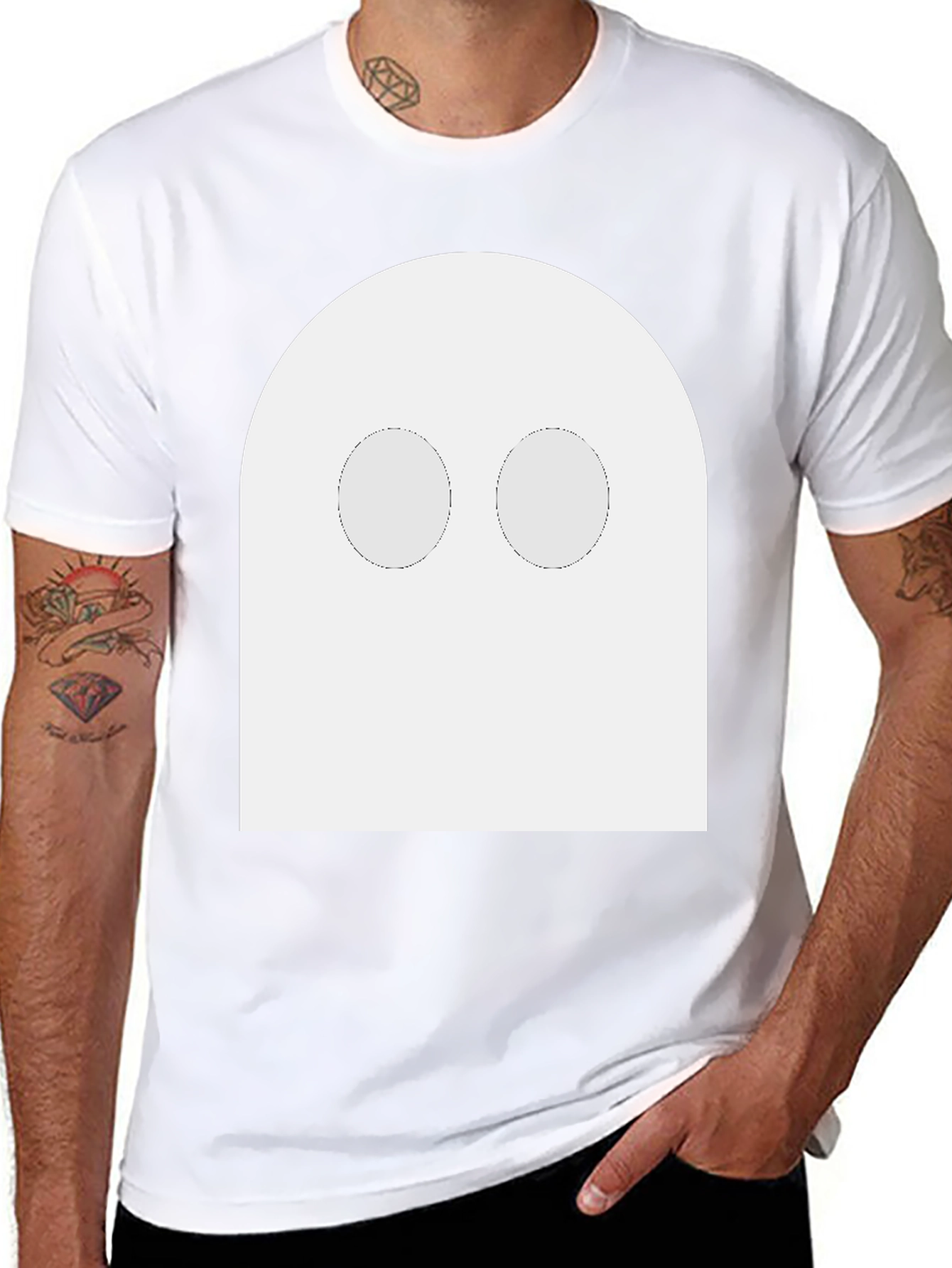 Spooky Ghost Graphic Tee - Black Cotton T-Shirt