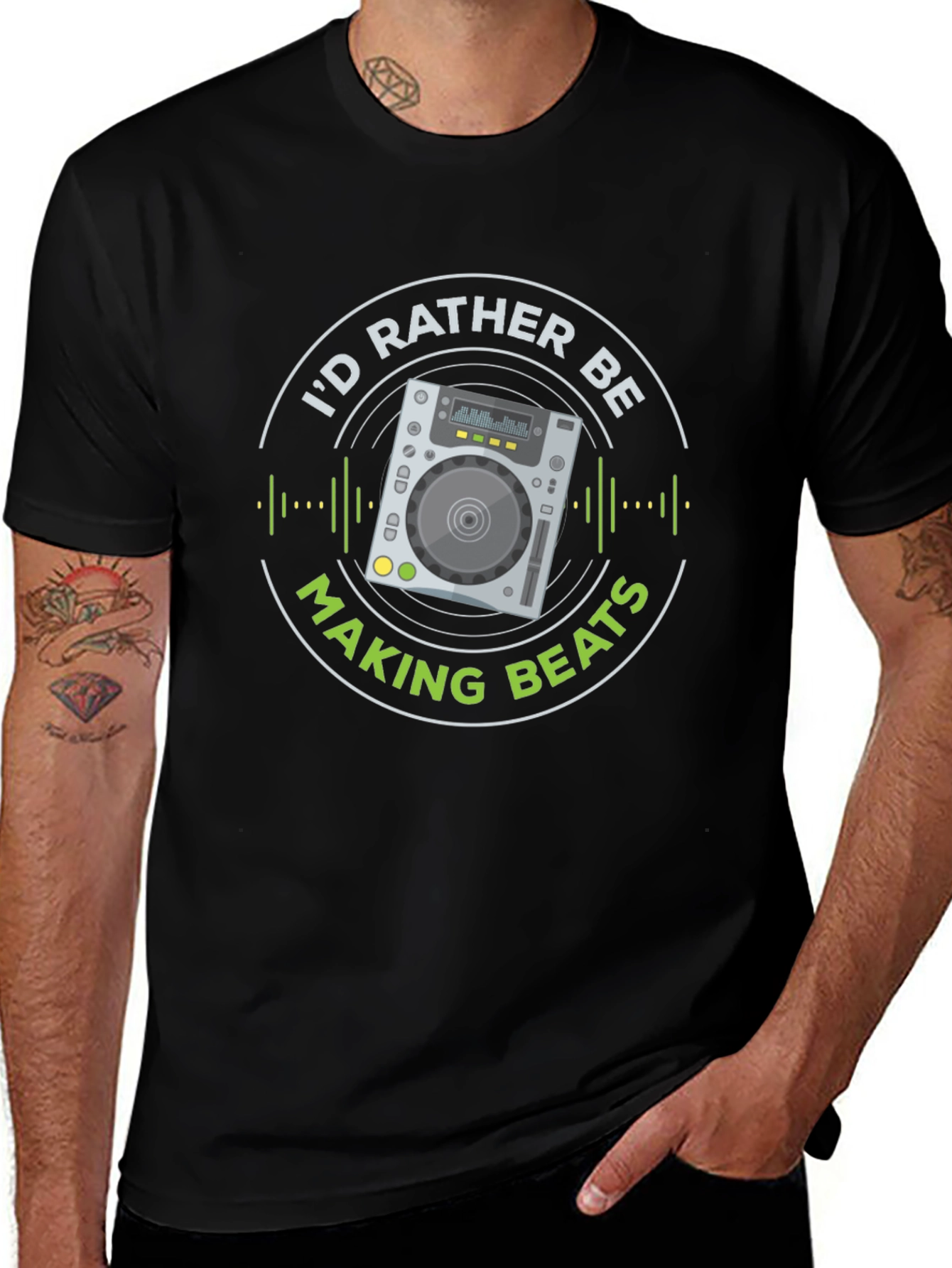 Id Rather Be Making Beats Black T-Shirt
