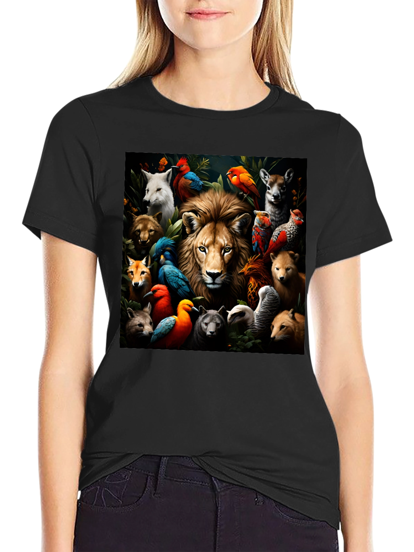 Wildlife Collage Crewneck T-Shirt