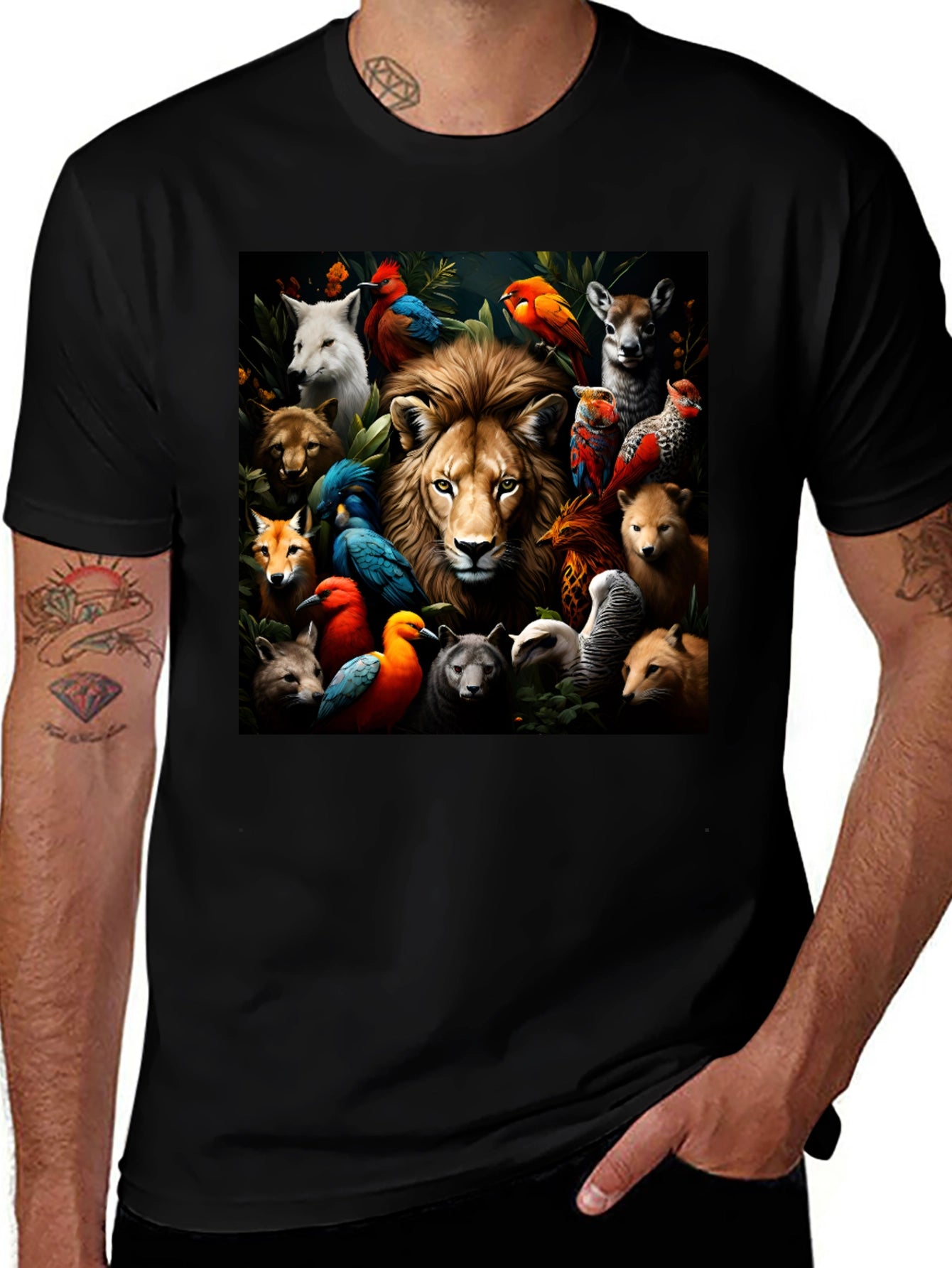 Wildlife Collage Crewneck T-Shirt