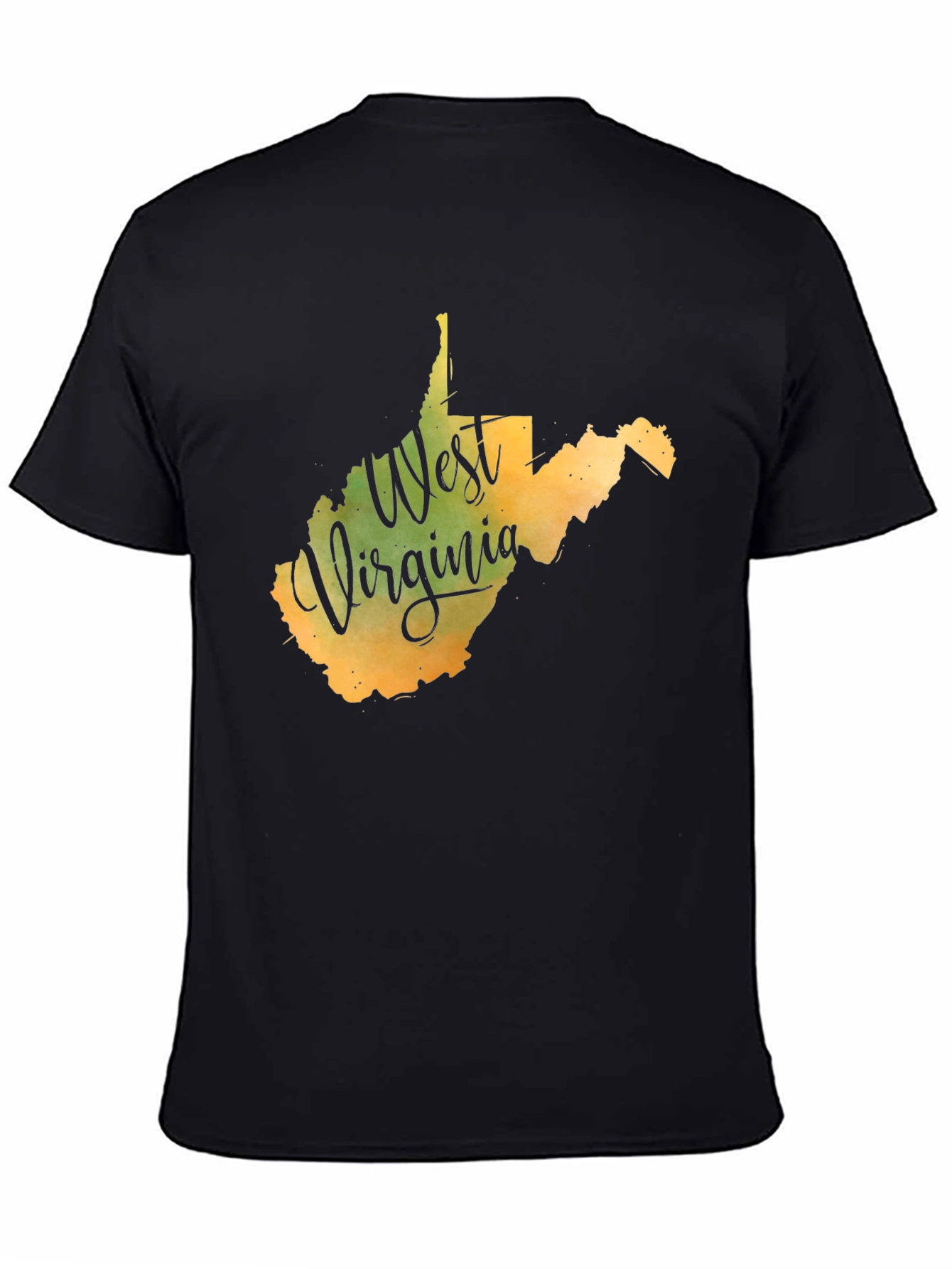 West Virginia State Map T-Shirt - Black
