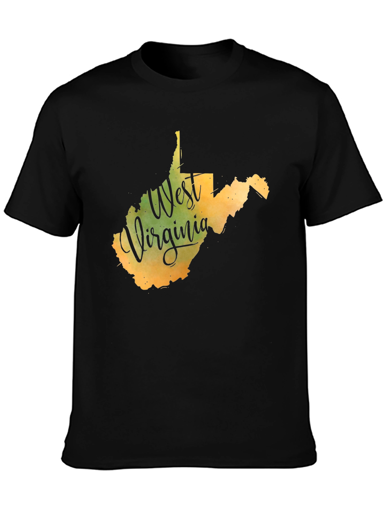 West Virginia State Map T-Shirt - Black