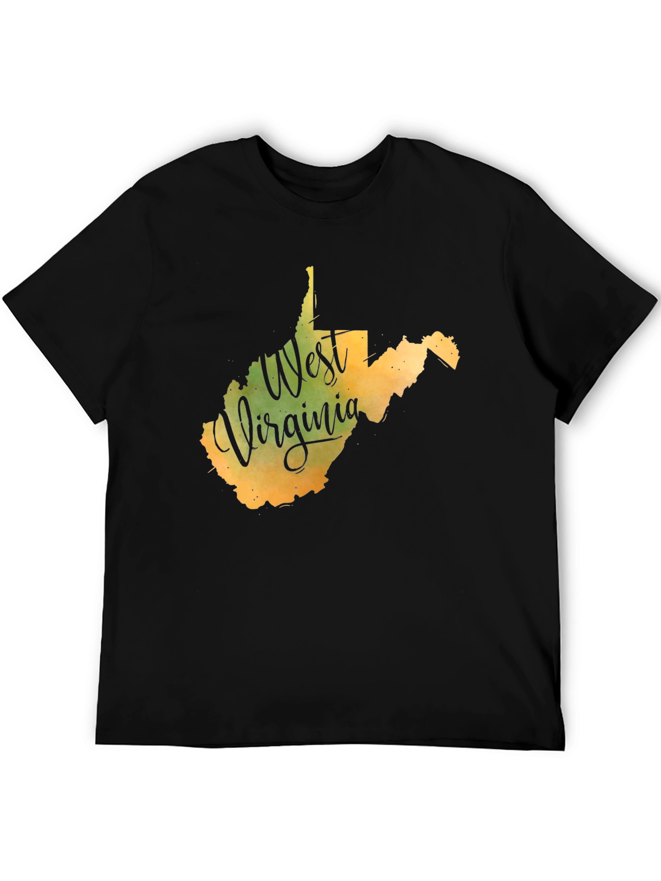West Virginia State Map T-Shirt - Black