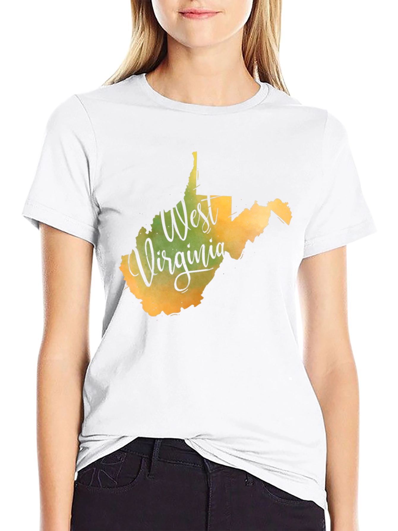 West Virginia State Map T-Shirt - Black