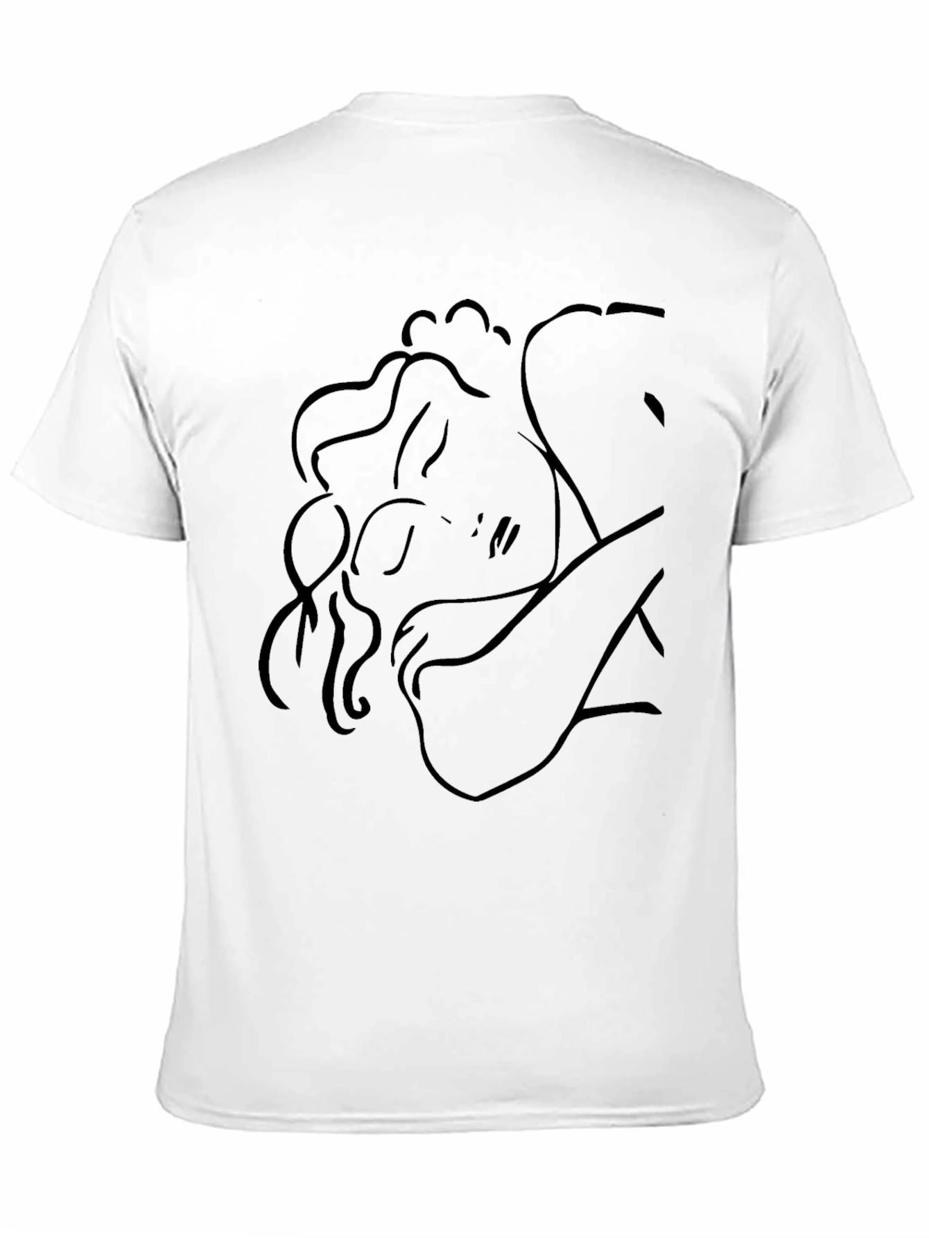 Minimalist Woman Line Art Black T-Shirt