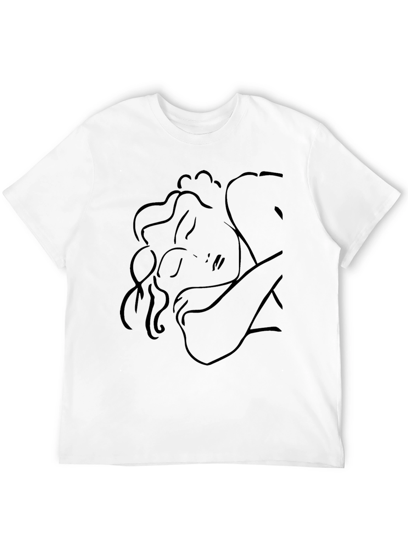 Minimalist Woman Line Art Black T-Shirt