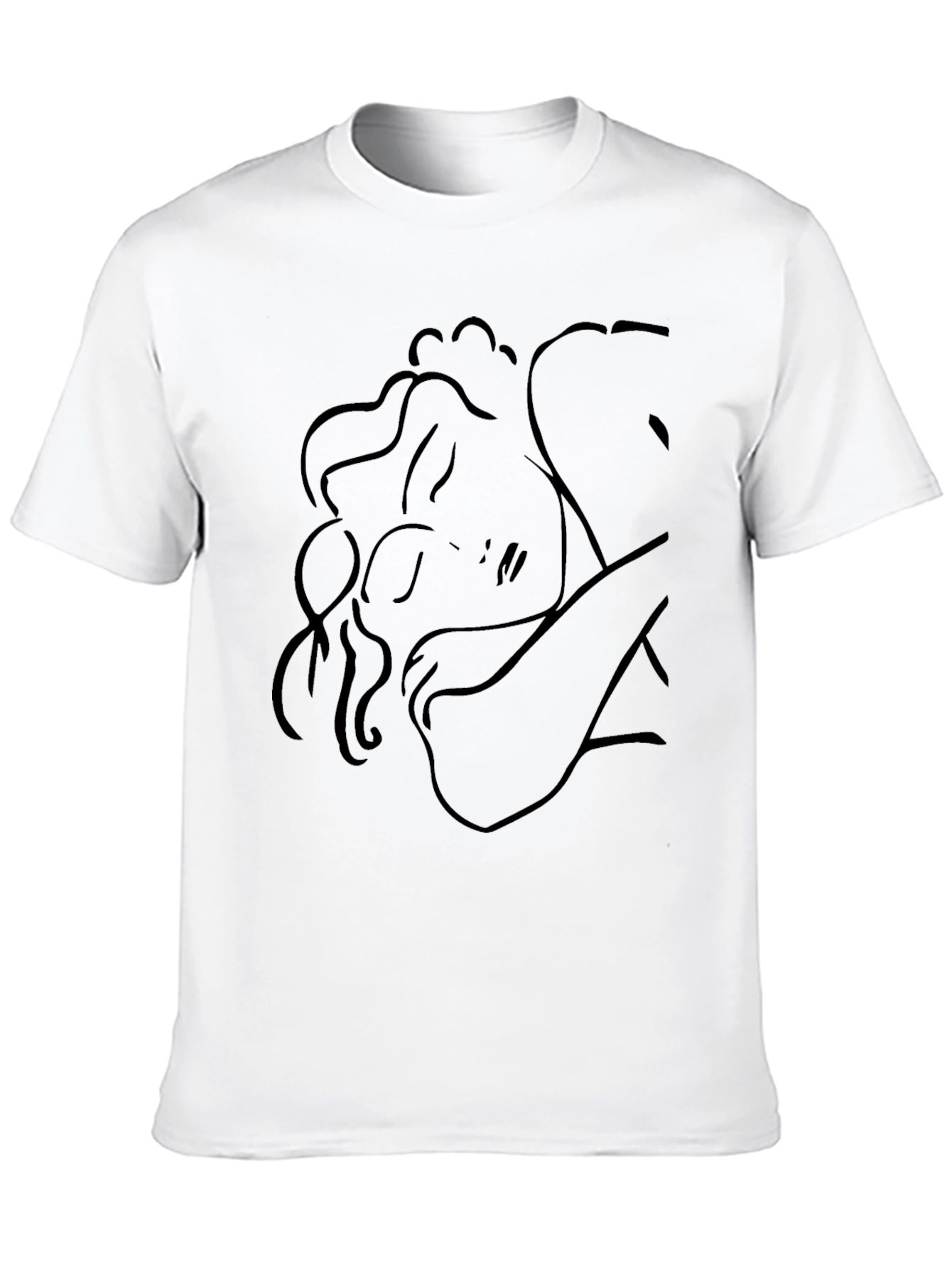 Minimalist Woman Line Art Black T-Shirt
