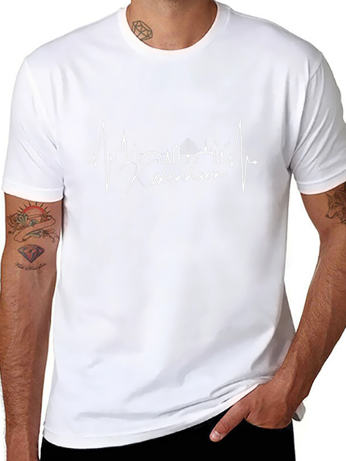 Copenhagen Skyline Heartbeat Black T-Shirt
