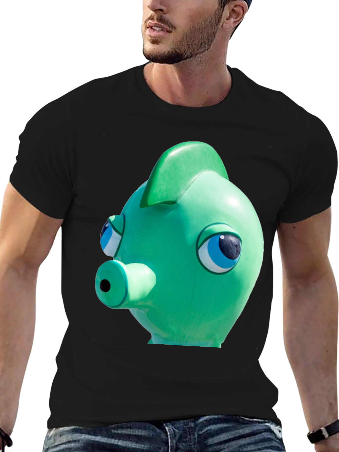 Green Fish Head T-Shirt - Novelty Graphic Tee