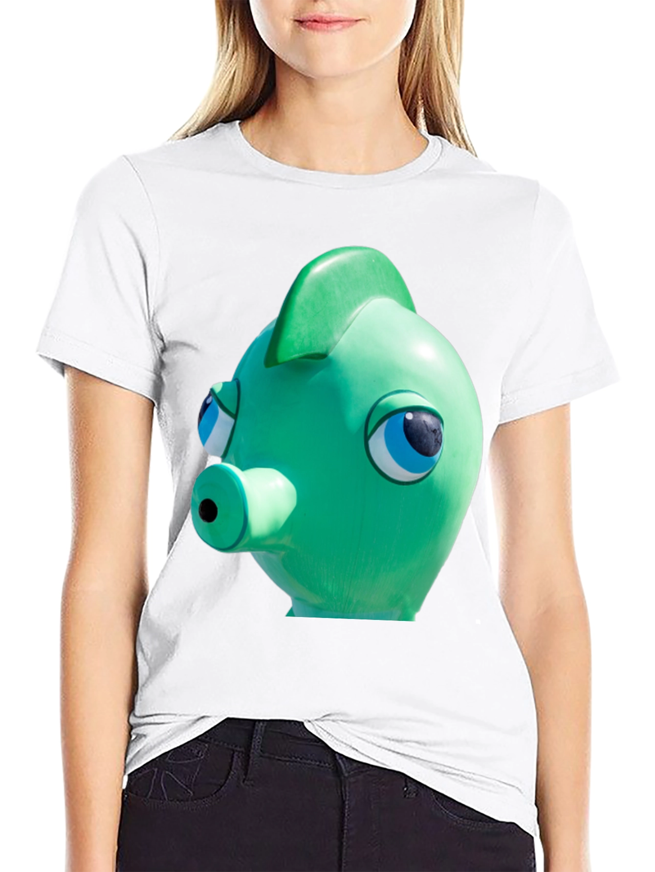 Green Fish Head T-Shirt - Novelty Graphic Tee