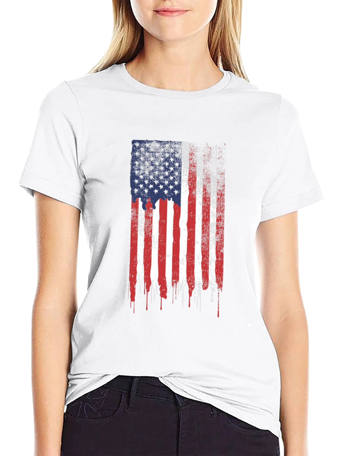 American Flag Distressed Graphic T-Shirt