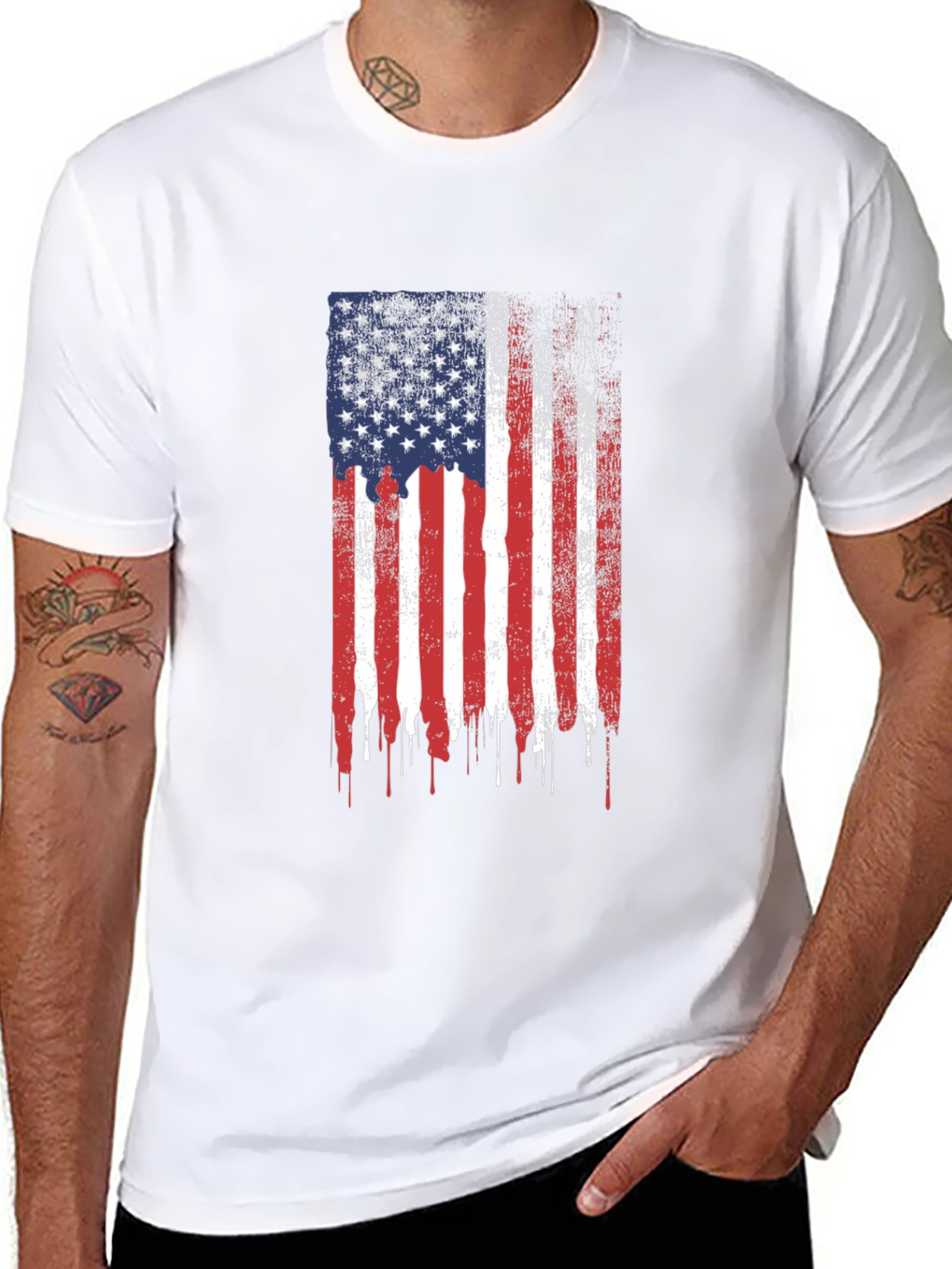 American Flag Distressed Graphic T-Shirt
