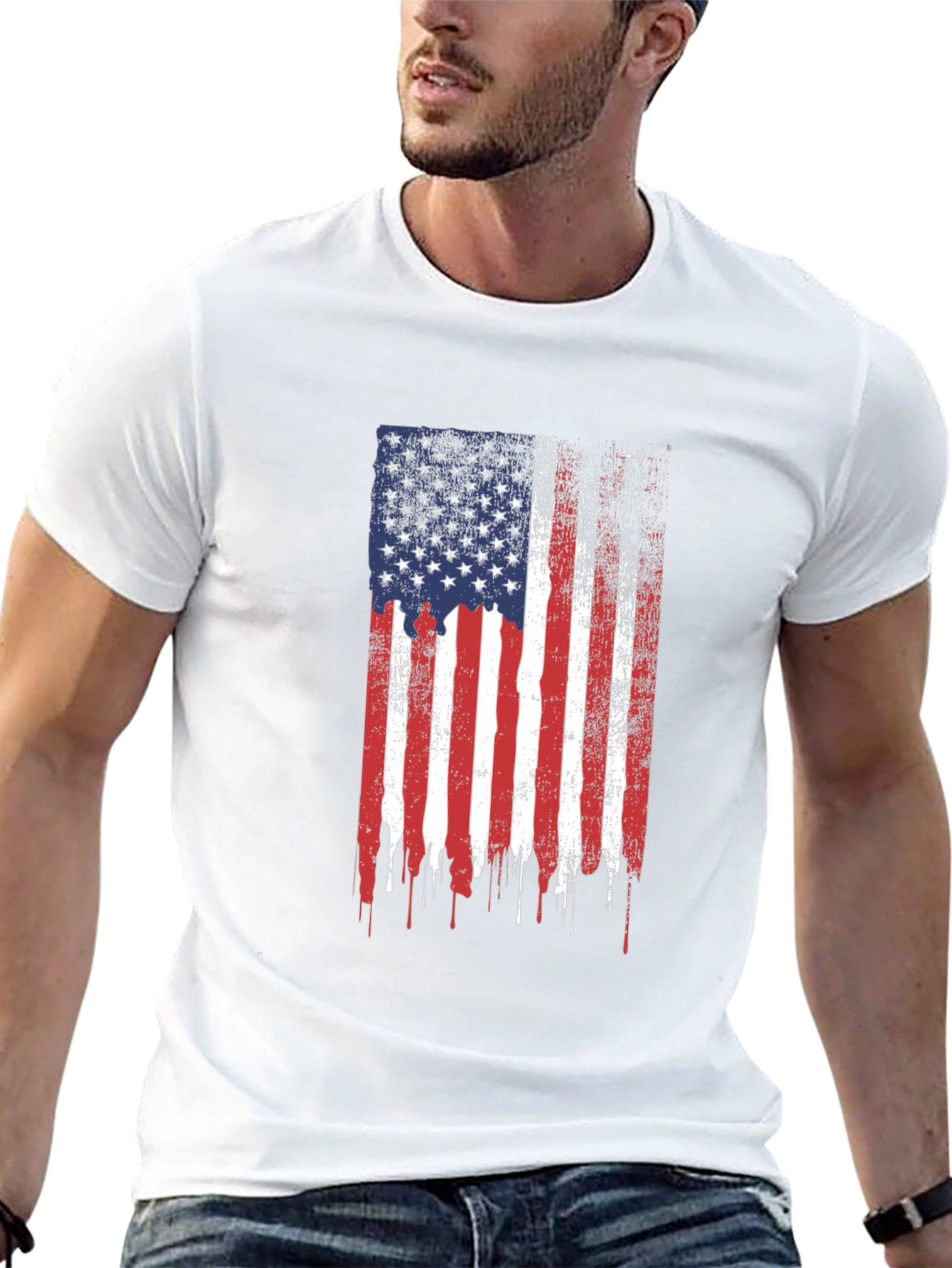 American Flag Distressed Graphic T-Shirt