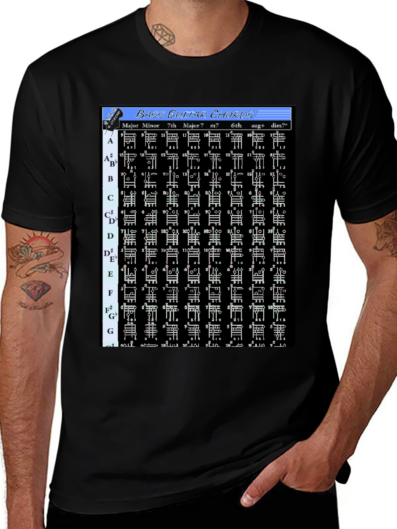 Bass Guitar Chords Graphic T-Shirt