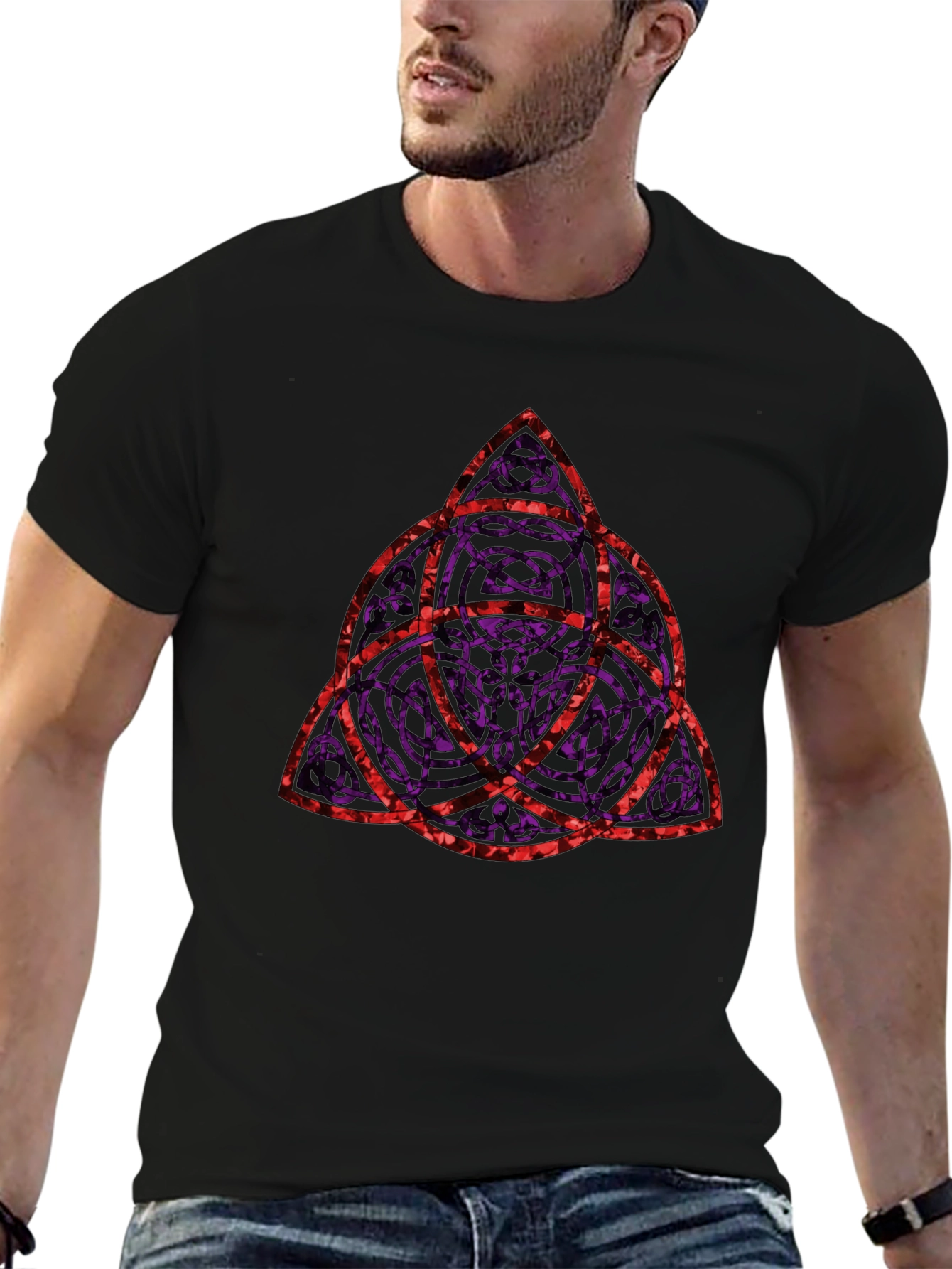Triquetra Knot Graphic Tee - Black Cotton Blend