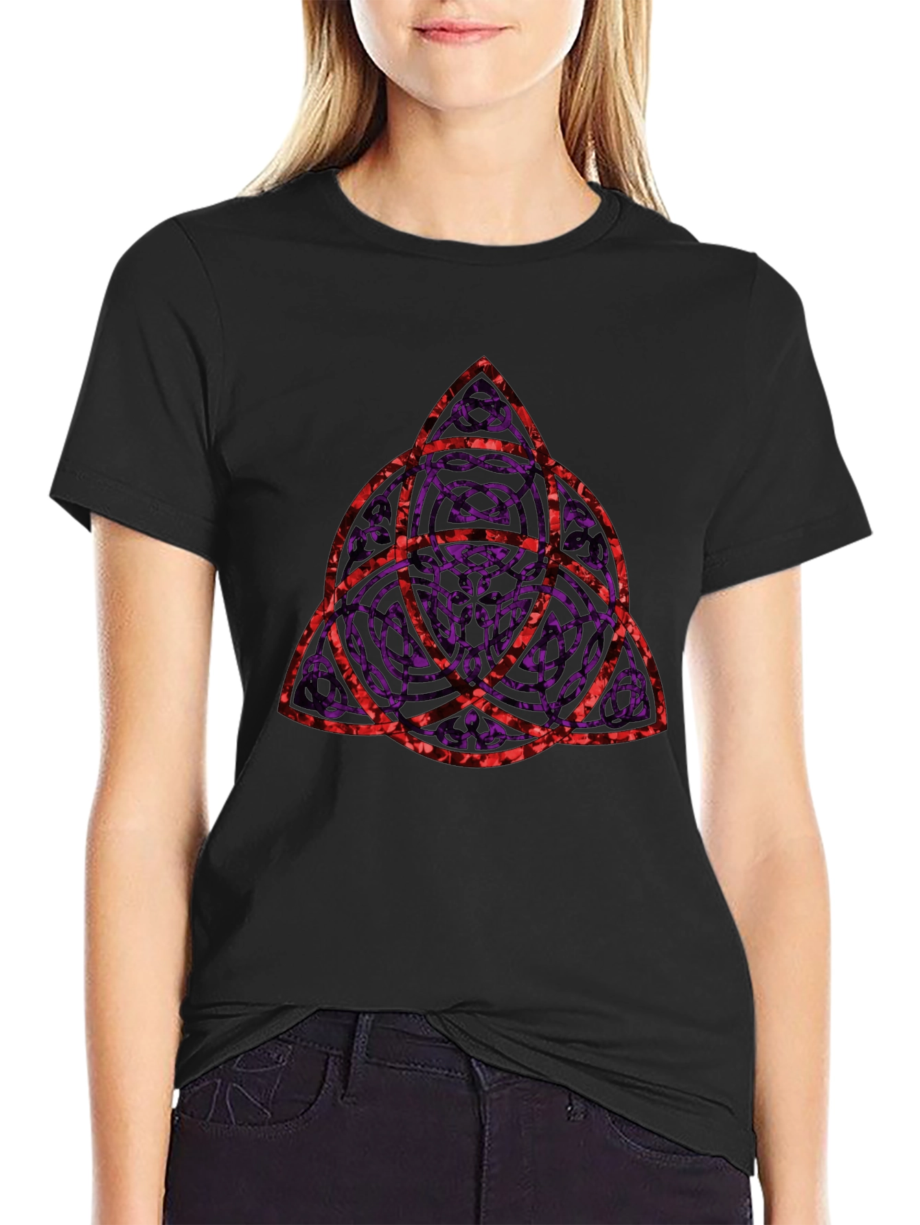 Triquetra Knot Graphic Tee - Black Cotton Blend