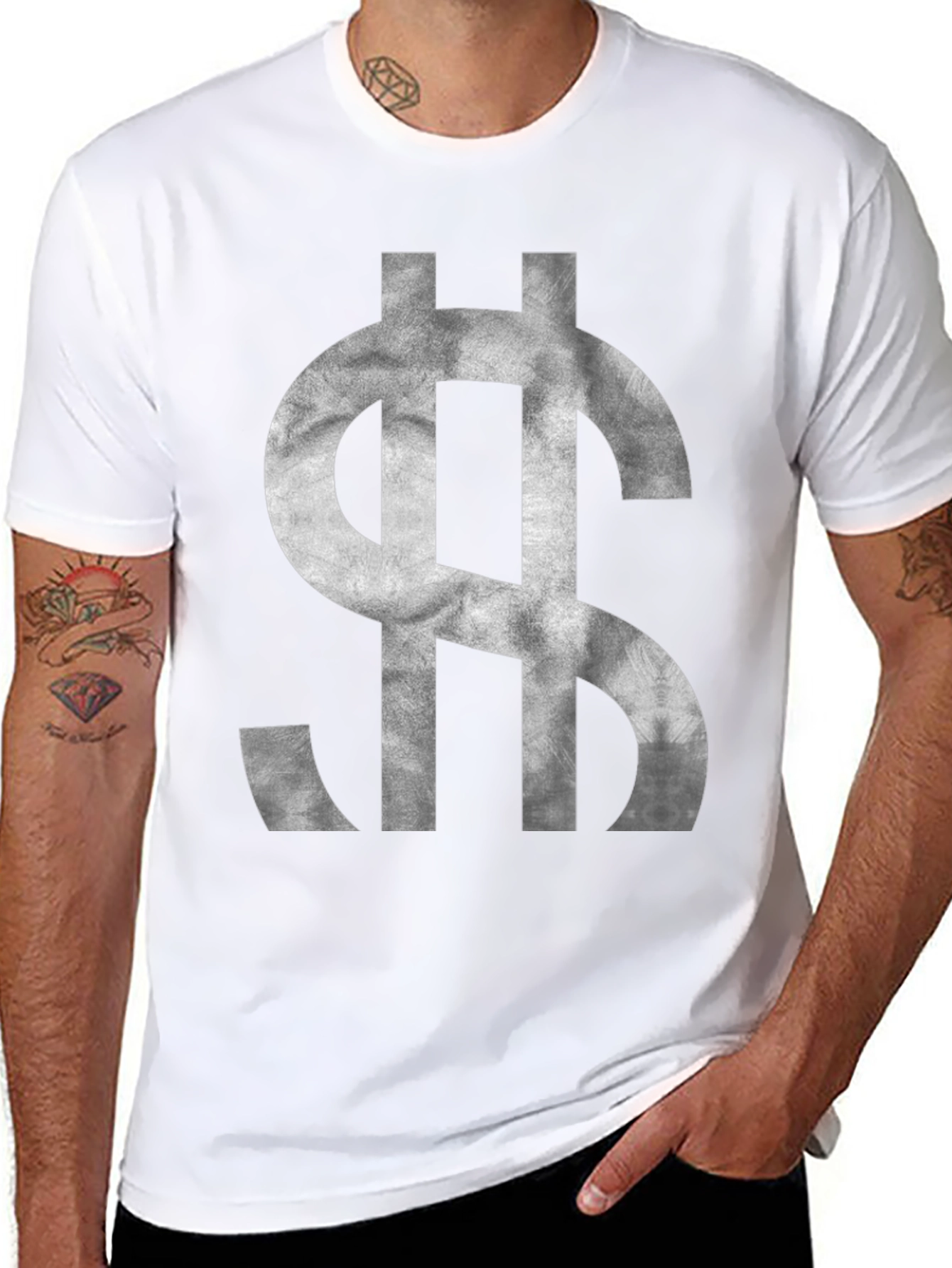 Dollar Sign Graphic Tee - Black Cotton T-Shirt