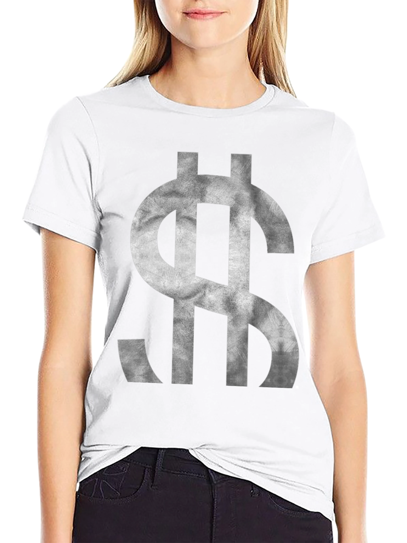 Dollar Sign Graphic Tee - Black Cotton T-Shirt