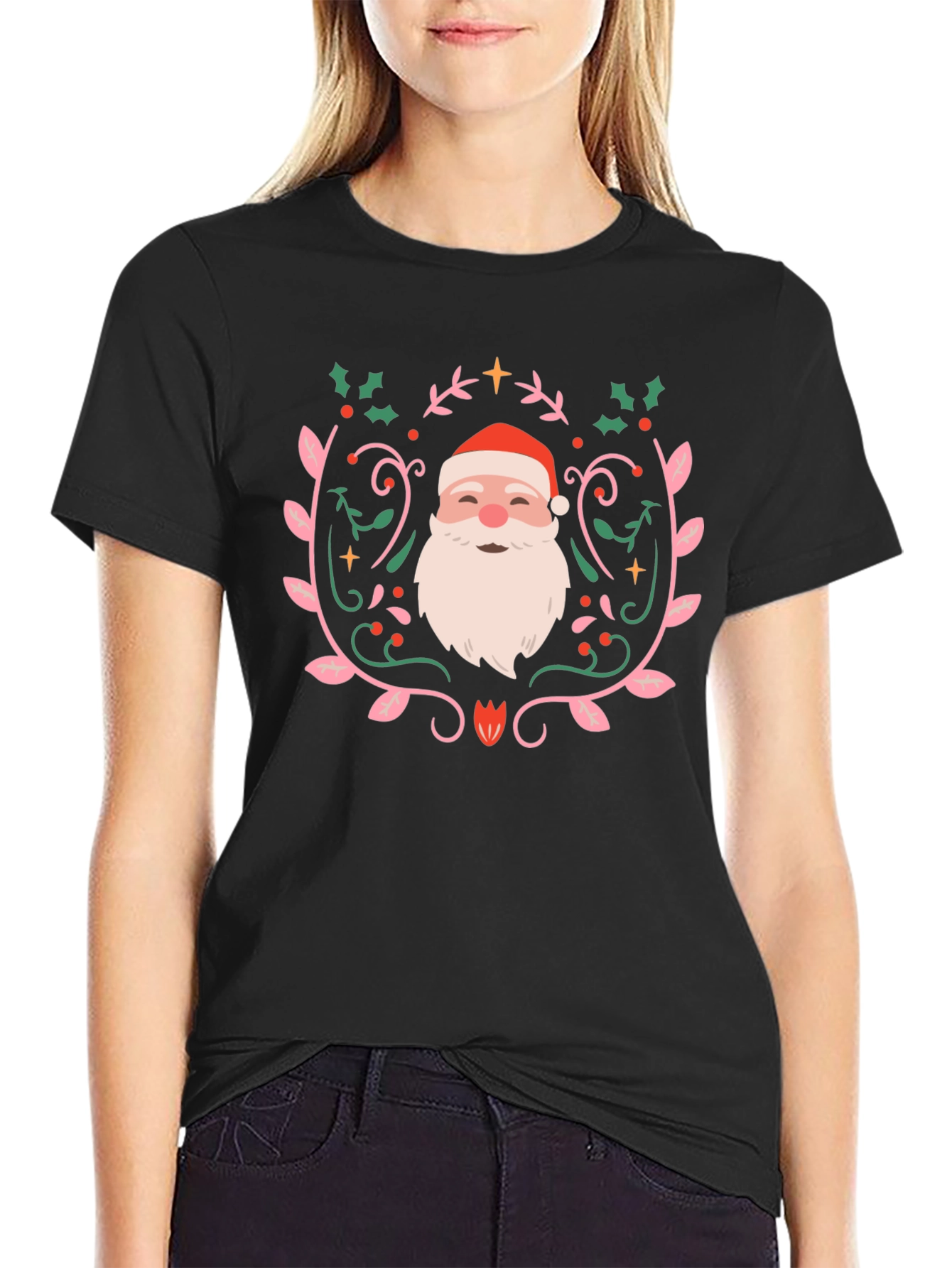 Festive Santa Claus Graphic Tee - Holiday Cheer
