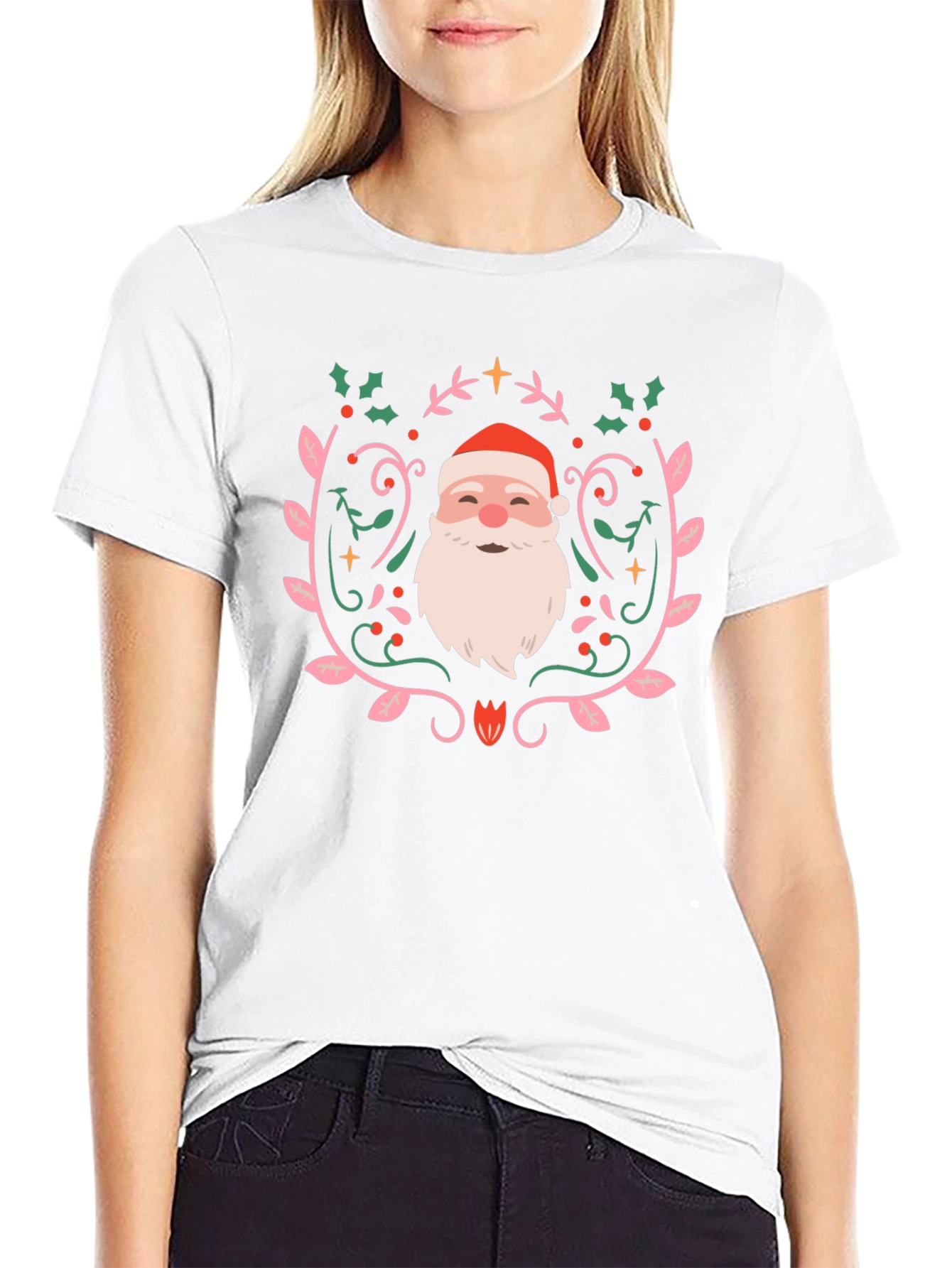 Festive Santa Claus Graphic Tee - Holiday Cheer
