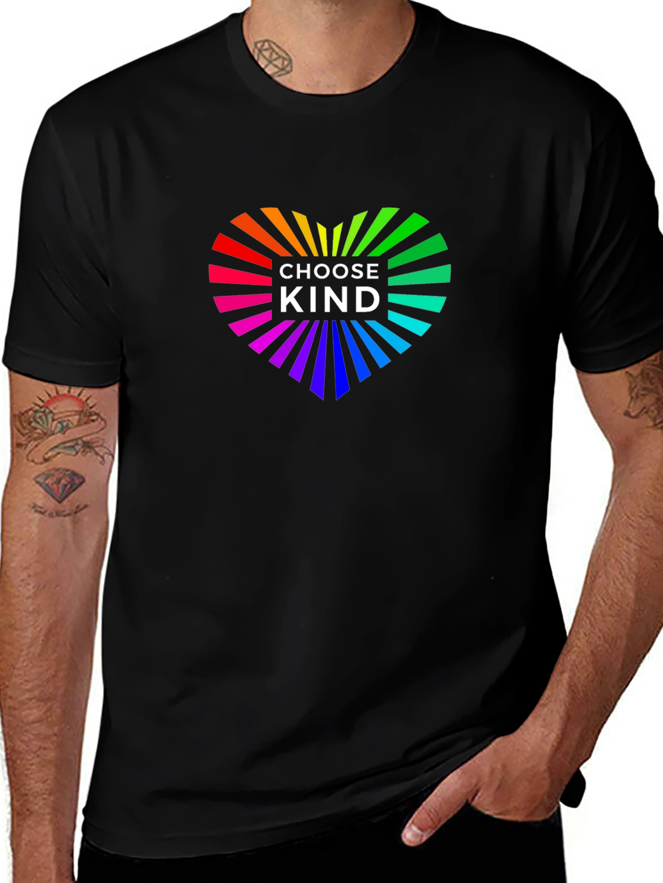 Choose Kind Rainbow Heart Graphic T-Shirt