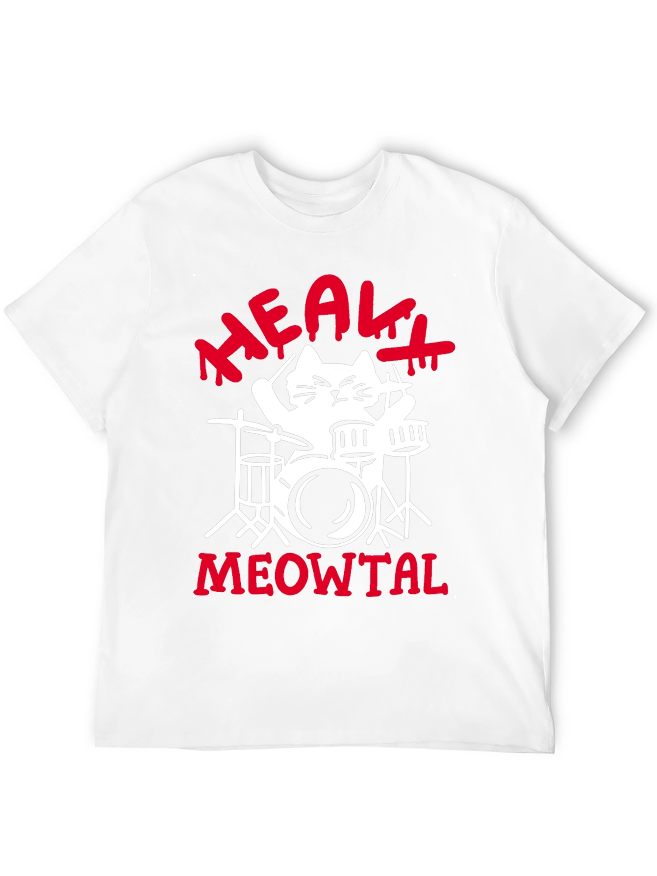 Heavy Meowtal Cat Drummer Black Graphic Tee