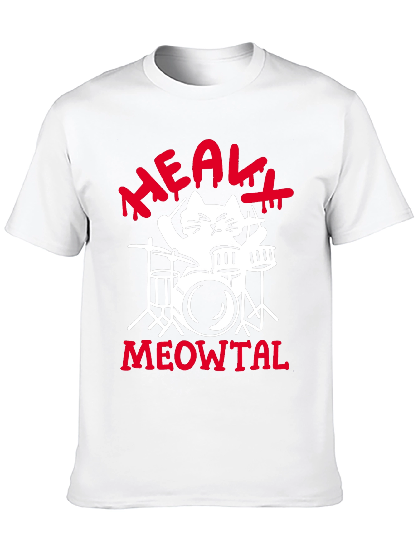 Heavy Meowtal Cat Drummer Black Graphic Tee