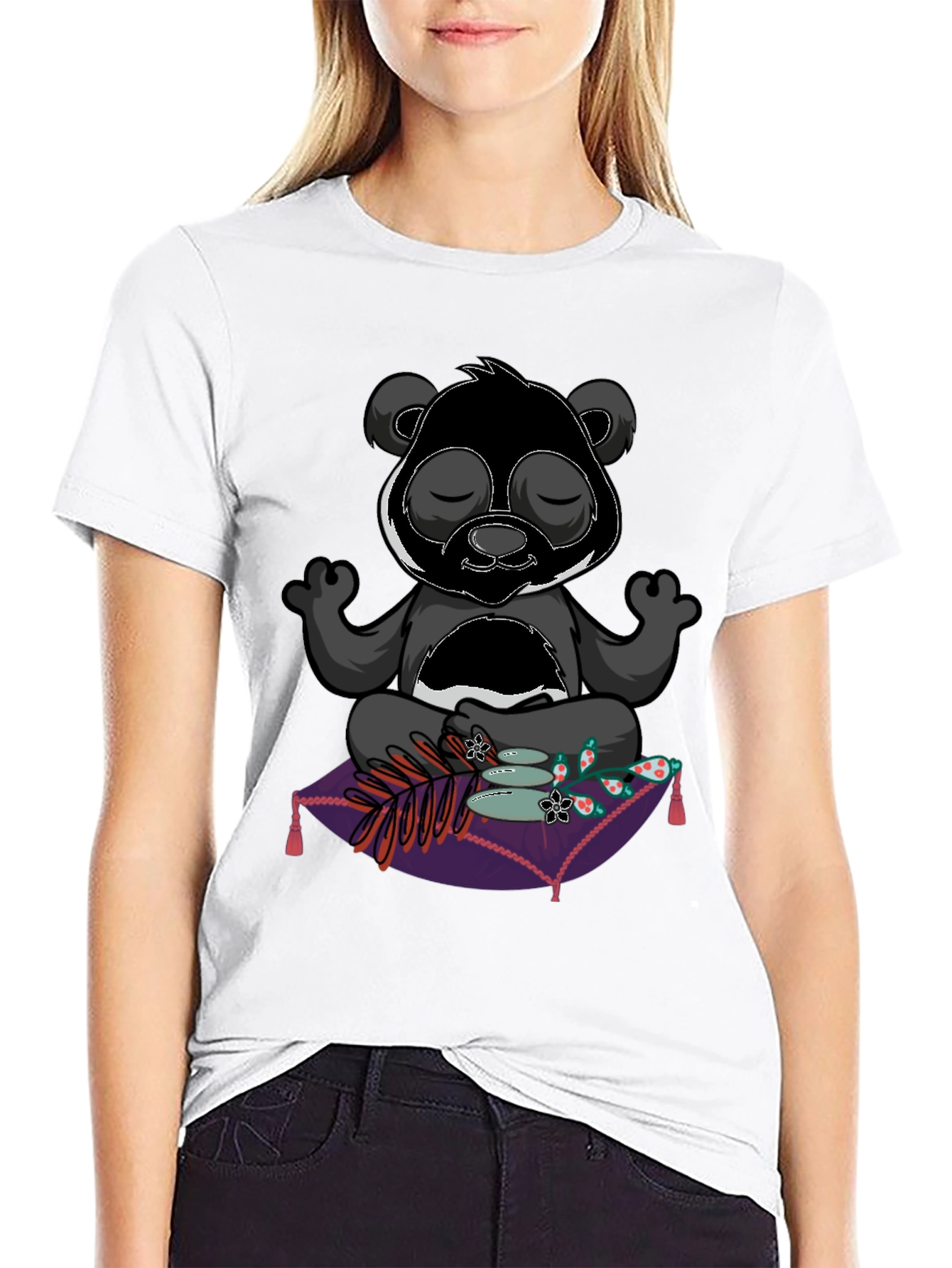Zen Panda Meditation T-Shirt - Black