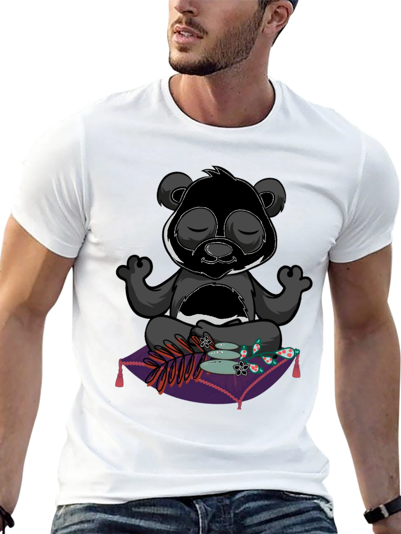 Zen Panda Meditation T-Shirt - Black