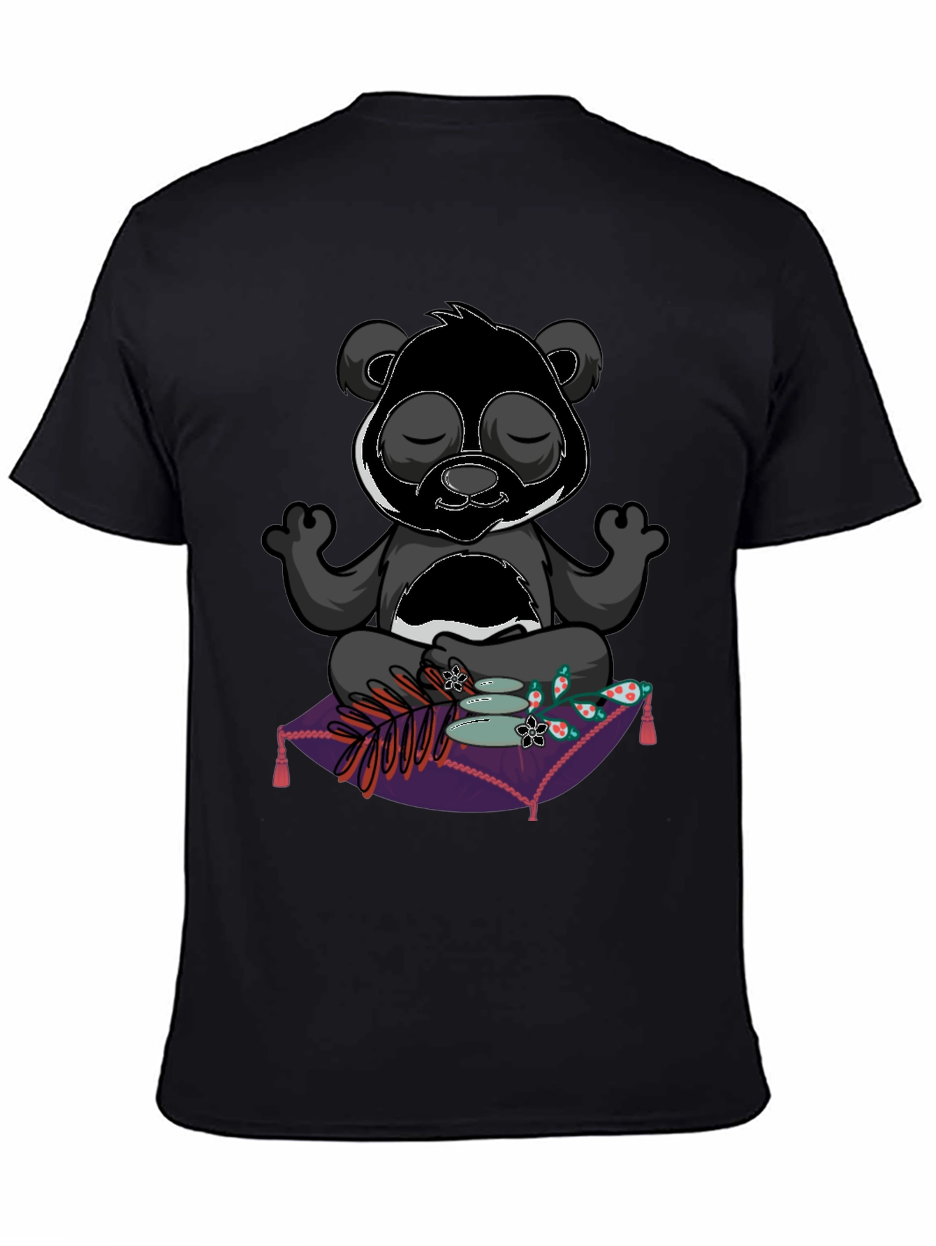 Zen Panda Meditation T-Shirt - Black