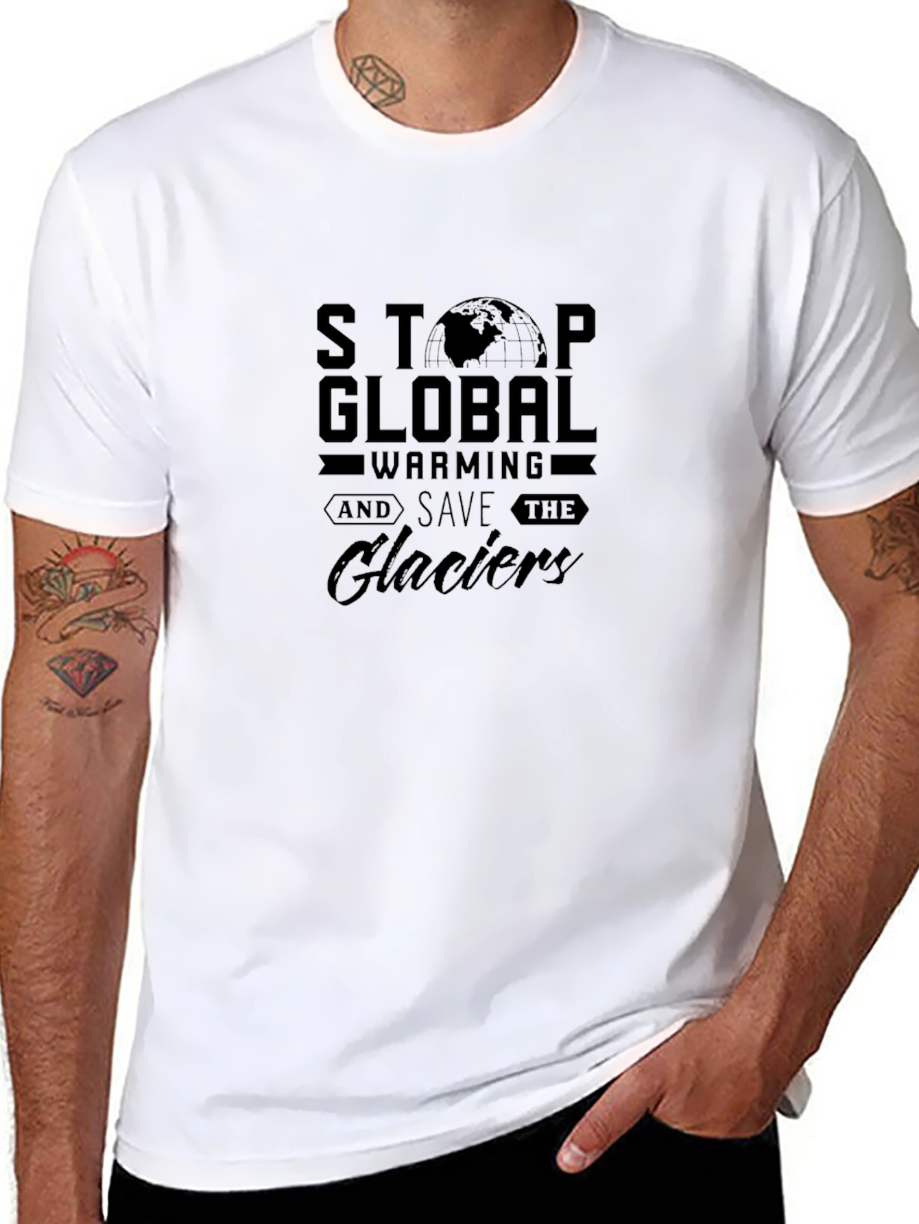 Stop Global Warming Save Glaciers Black T-Shirt