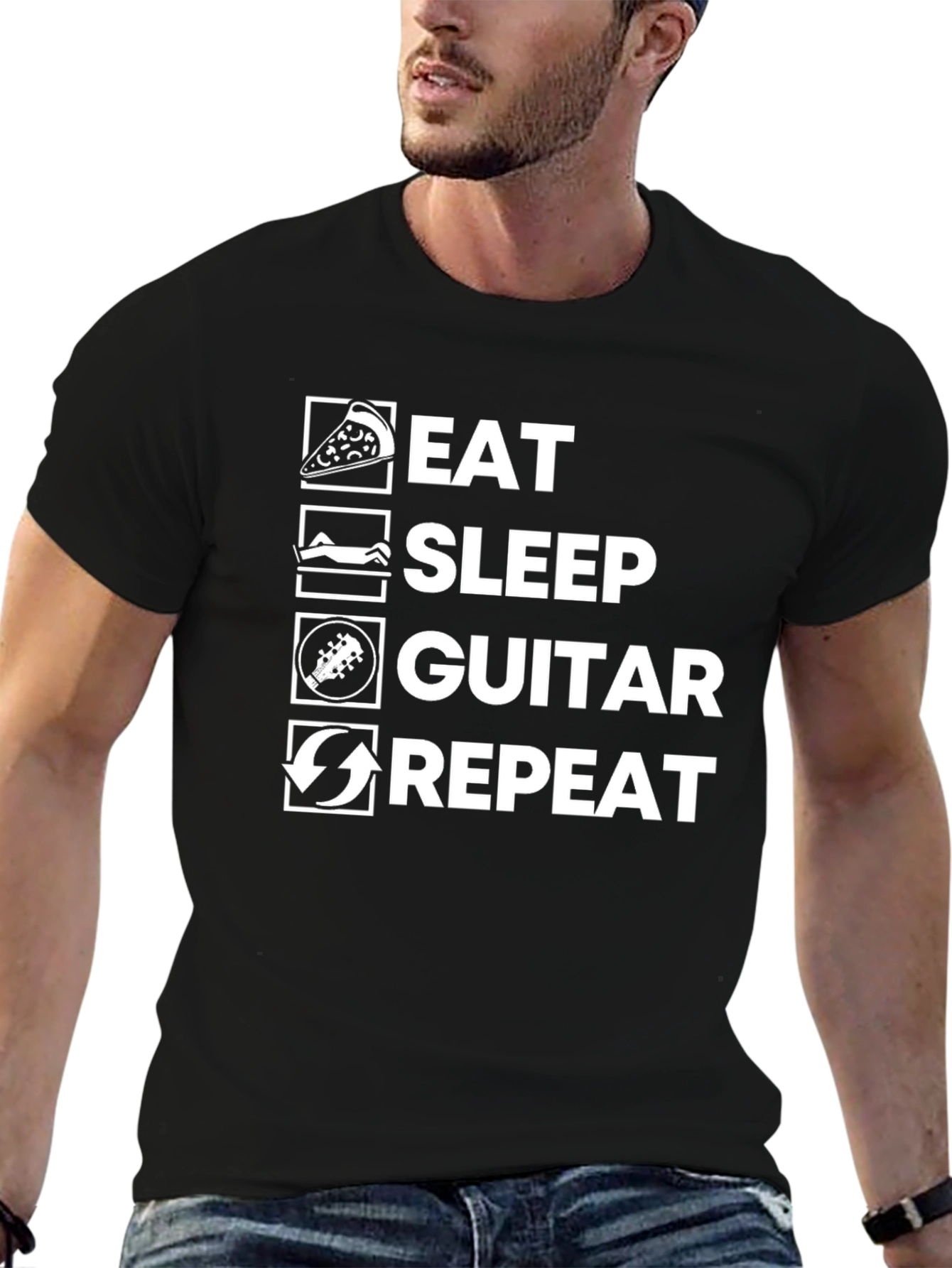 Eat Sleep Guitar Repeat Graphic T-Shirt