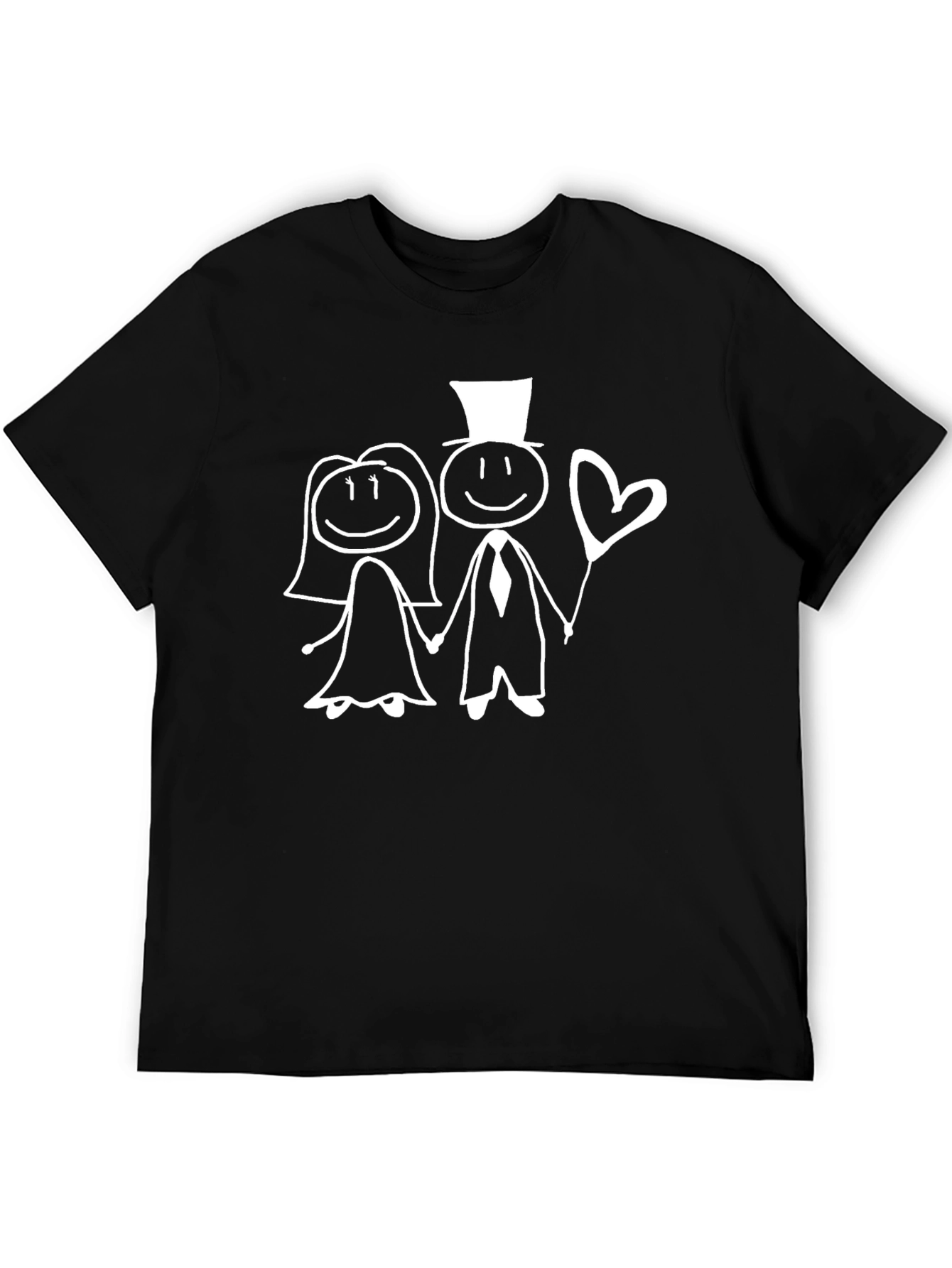 Newlywed Cartoon Black T-Shirt
