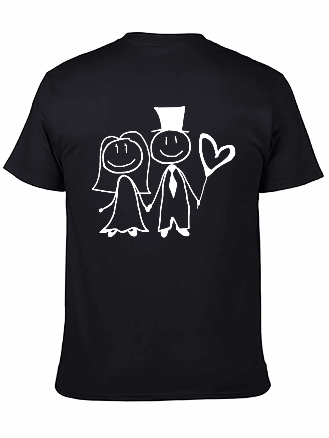 Newlywed Cartoon Black T-Shirt