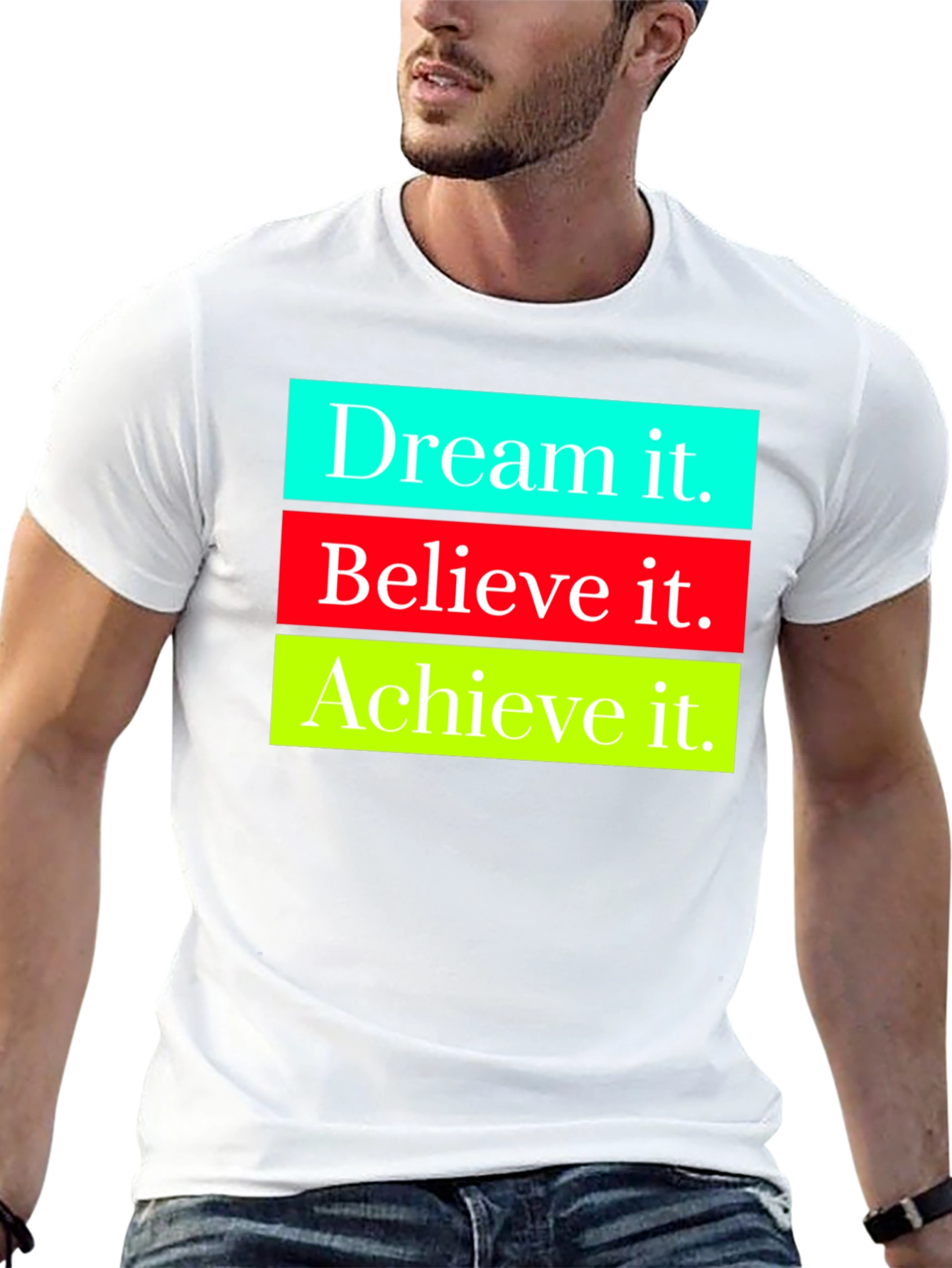 Motivational Dream Believe Achieve Graphic Tee