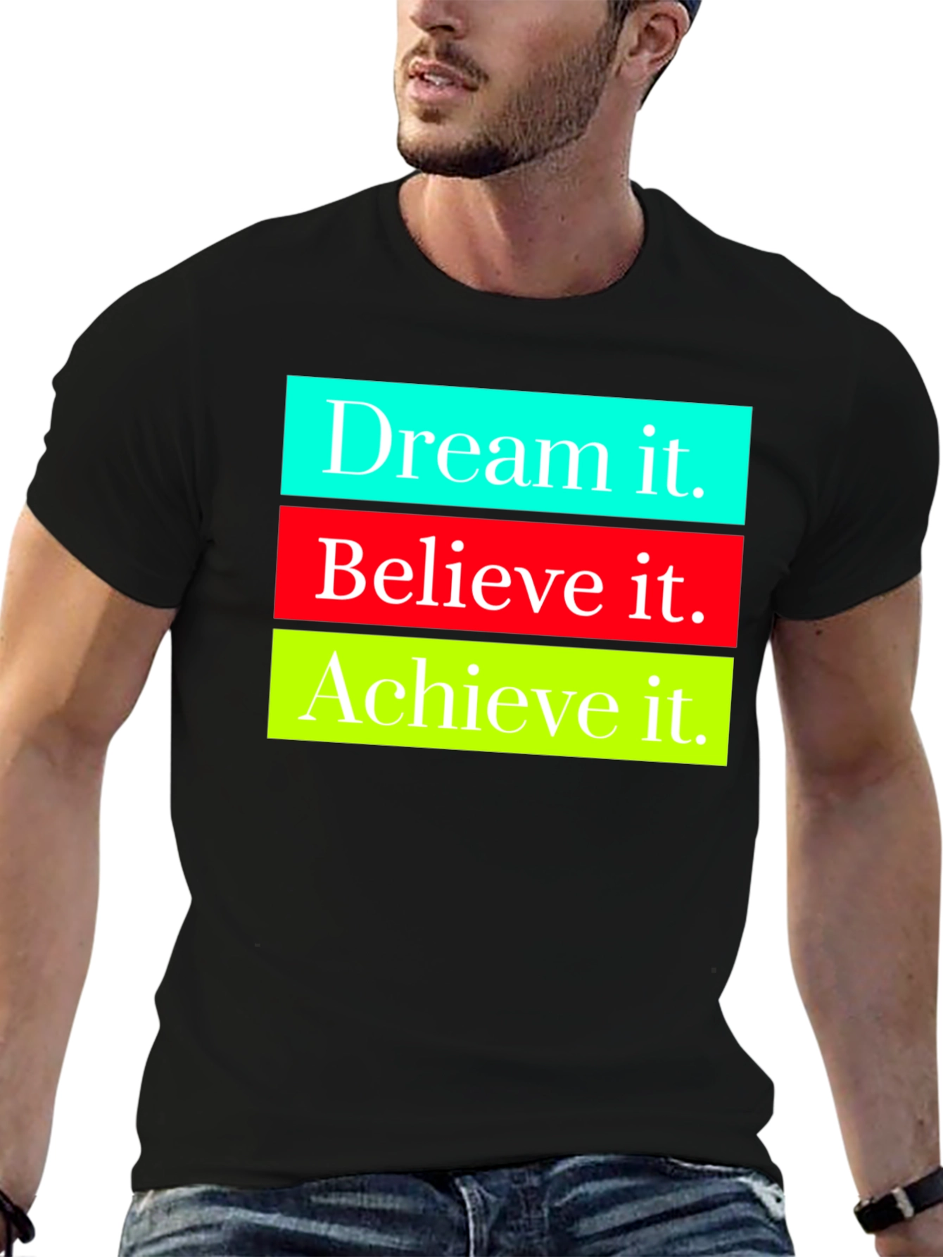 Motivational Dream Believe Achieve Graphic Tee