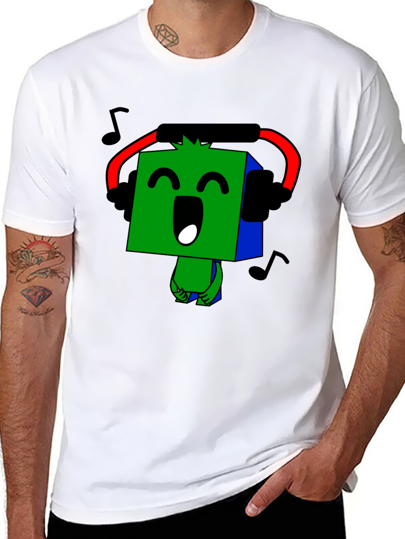Musical Block Character Graphic Tee - Black
